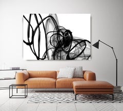 Abstrait minimaliste en noir et blanc, intérieur extérieur 152,4 x 101,6 cm