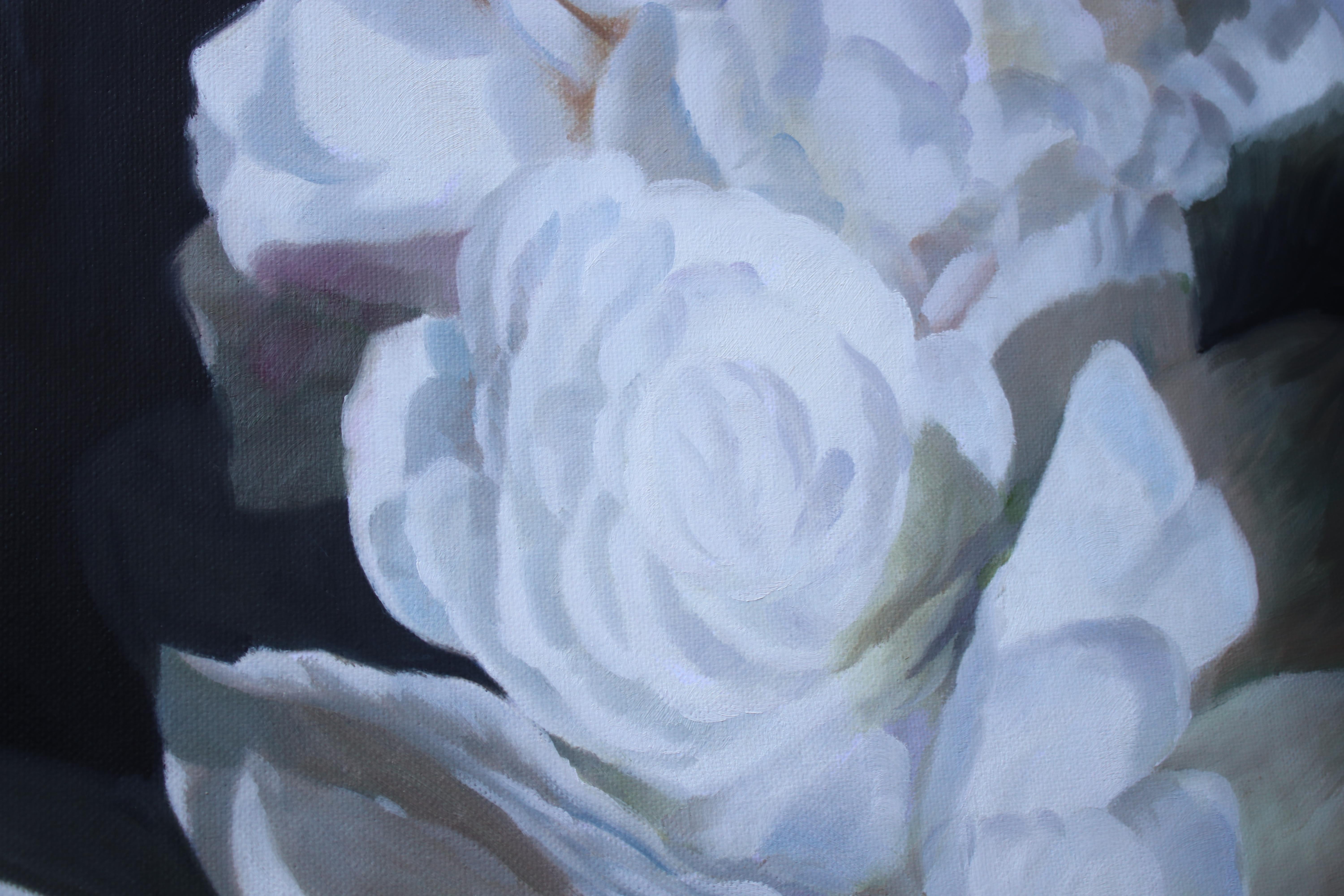 Abstraktes geblümtes Acrylgemälde, gerahmt, 48 H X 36 Zoll B, Floral Inspiration  (Realismus), Painting, von Irena Orlov