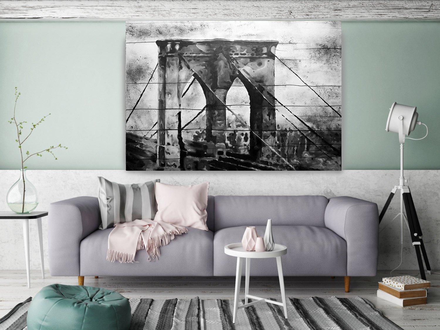 Brooklyn-Brücke. Originalkunst von Urban auf Leinwand. Cityscape 69 x 46 New York, New York – Painting von Irena Orlov