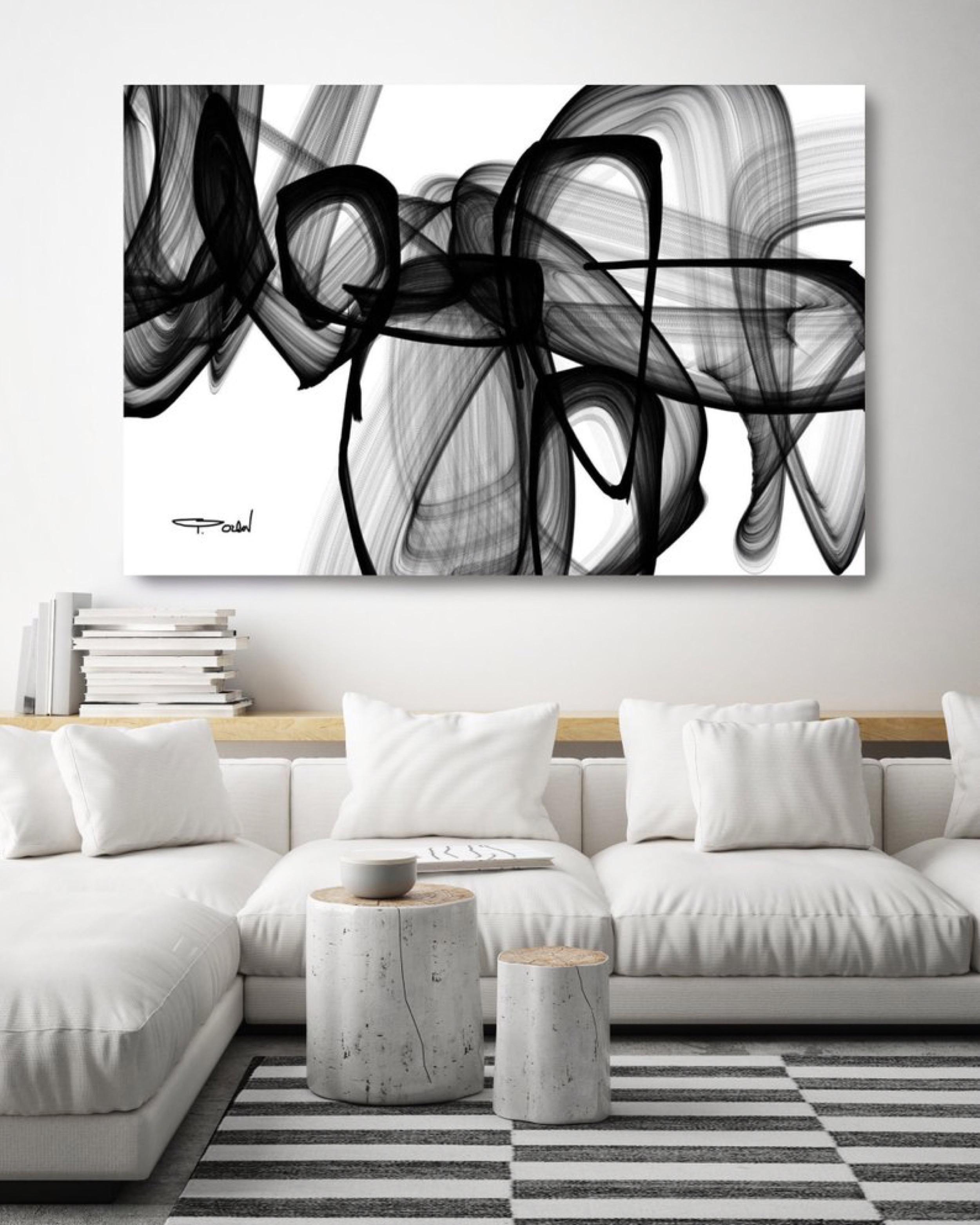 Black and White Abstract Painting 60 x 40