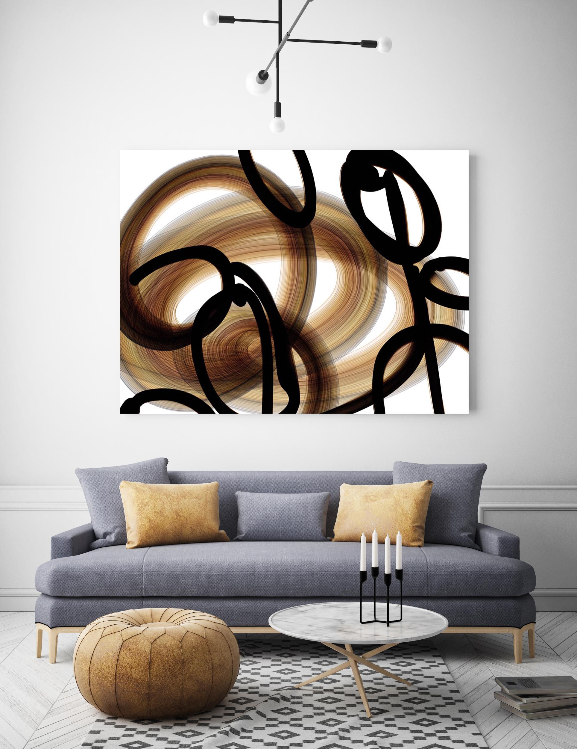 Black Coper Gold  Abstract Mixed Media Painting 48 x 36