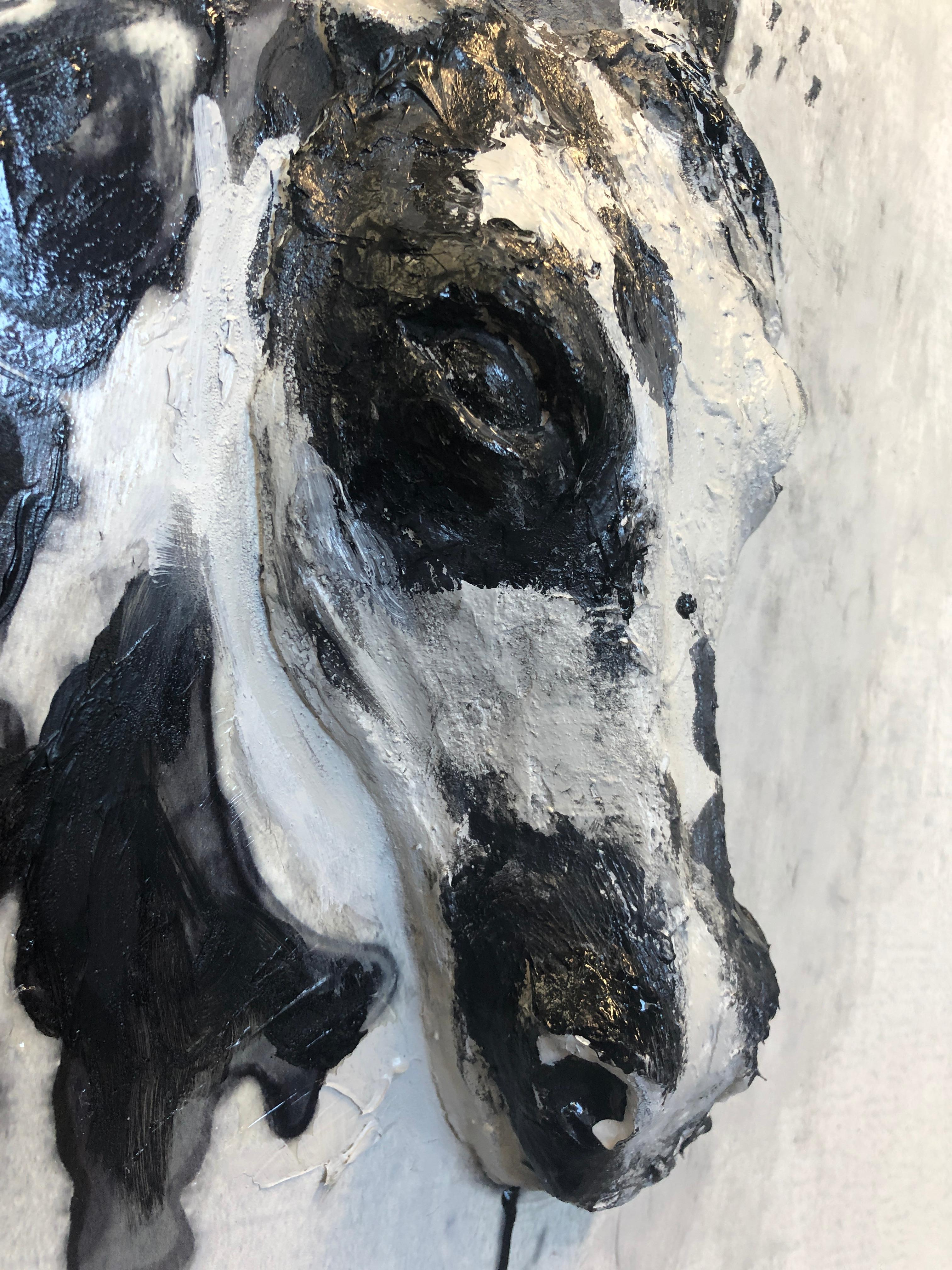 Wild Running Horse Three-Dimensional Painting Sculpture on Wood 40HX30