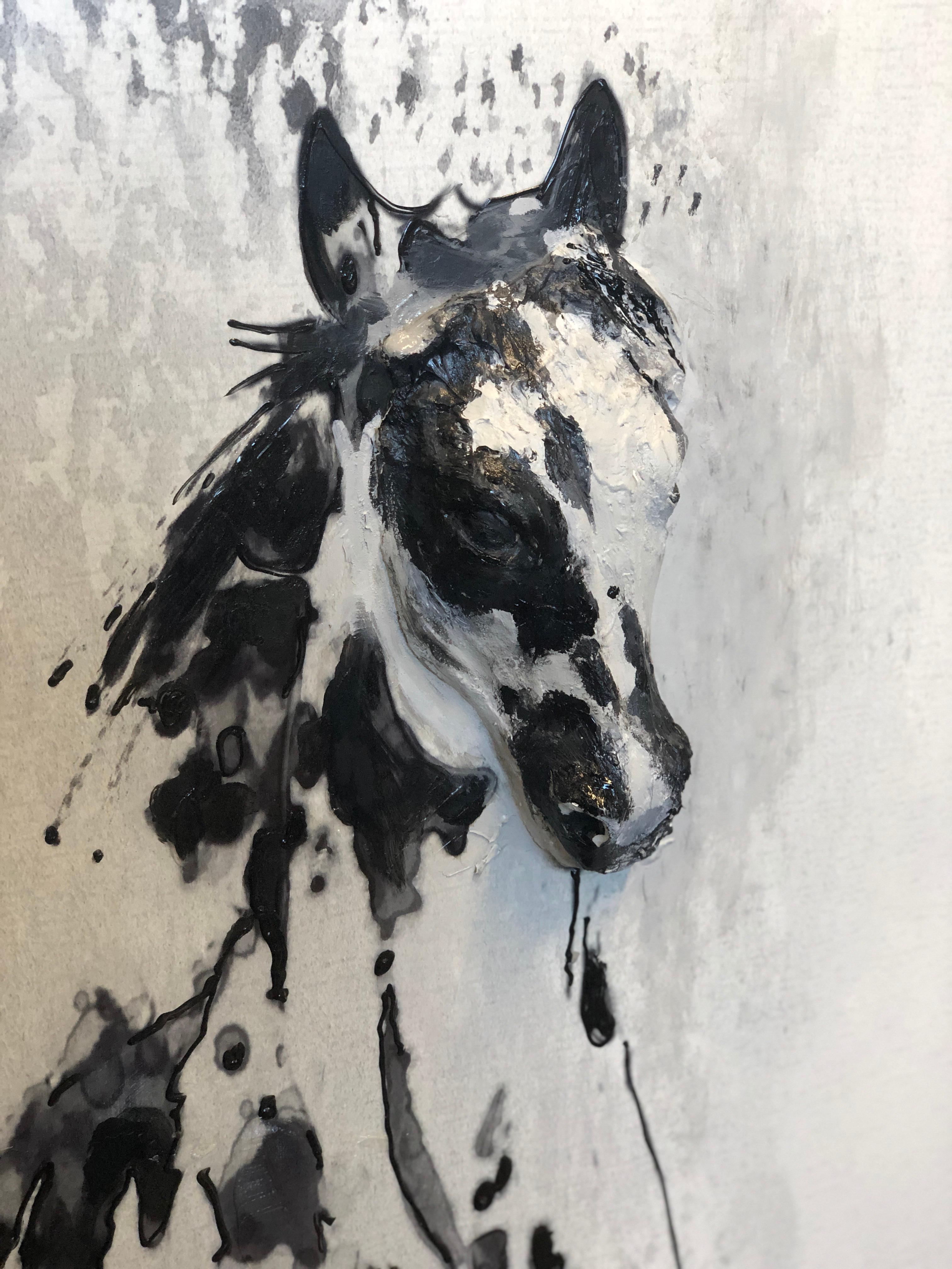 horse painting on wood