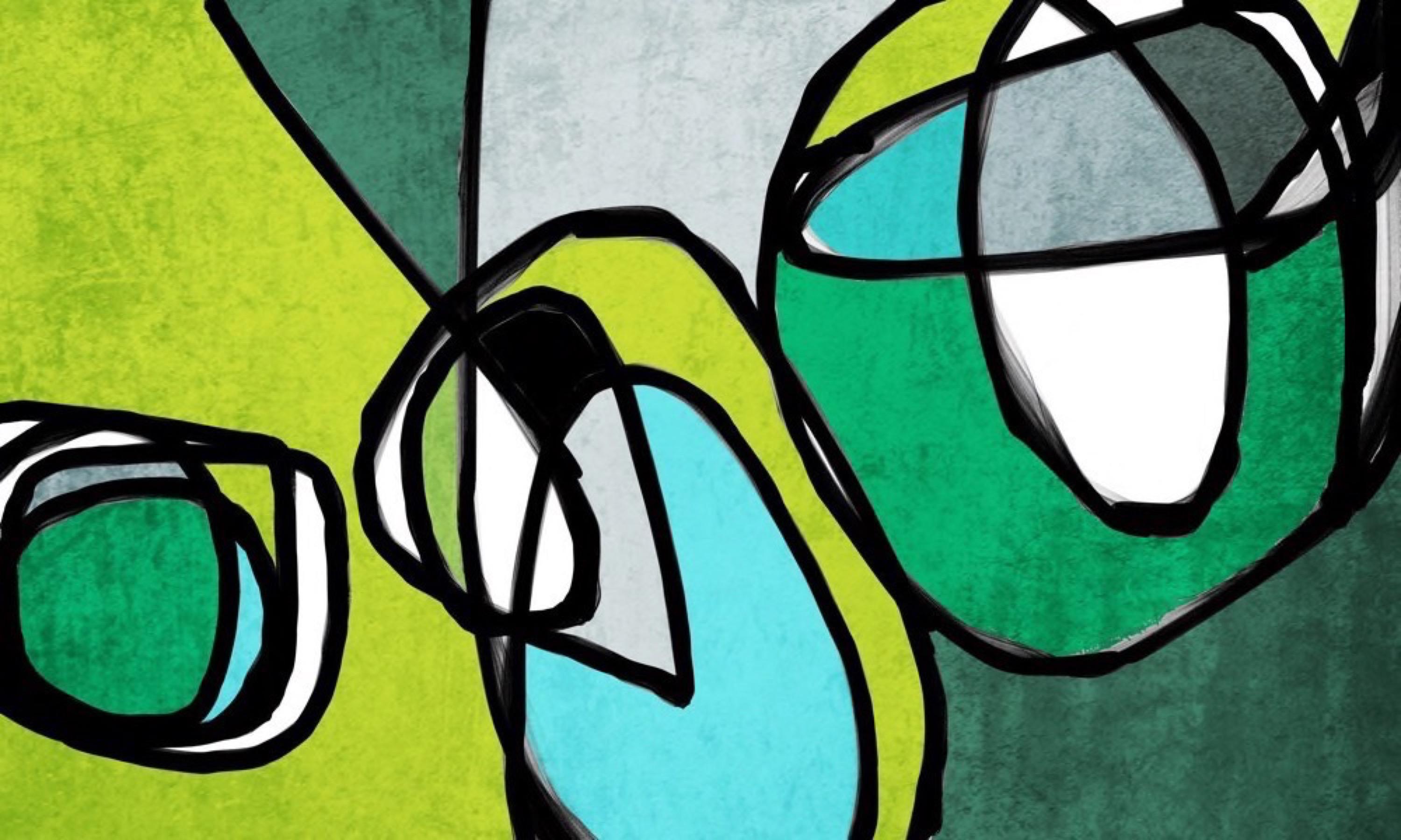 Abstract Painting de Irena Orlov - Pintura Moderna de Mediados de Siglo Aqua Verde sobre Lienzo 40x60"