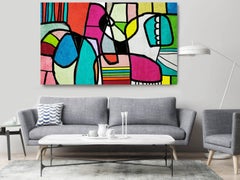 Abstract Vivid BOHO Painting Hand Embellished Giclee on Canvas