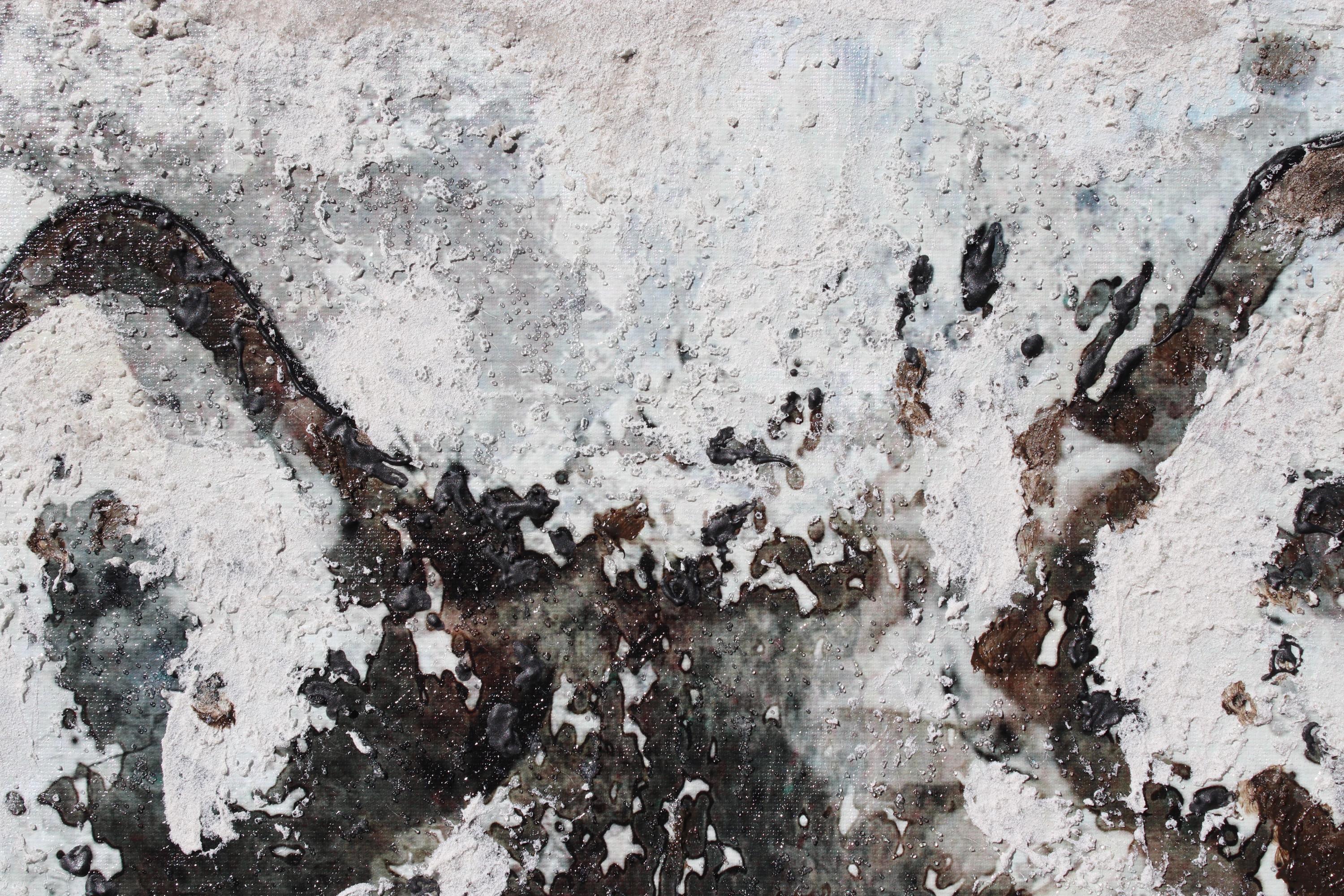 Wolf Rustic Painting Heavy Textured Mixed Media on Canvas 45x60