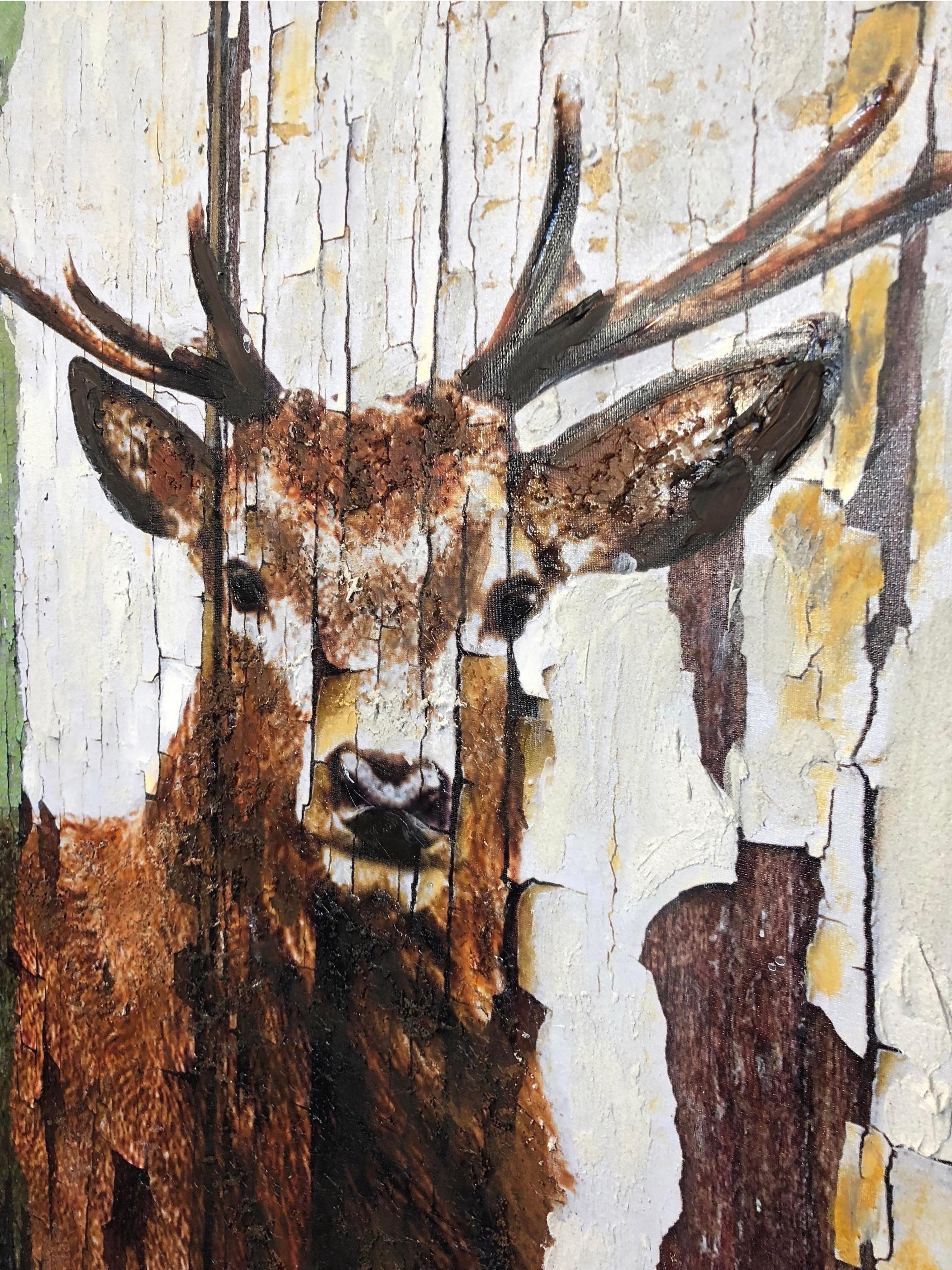rustic deer painting