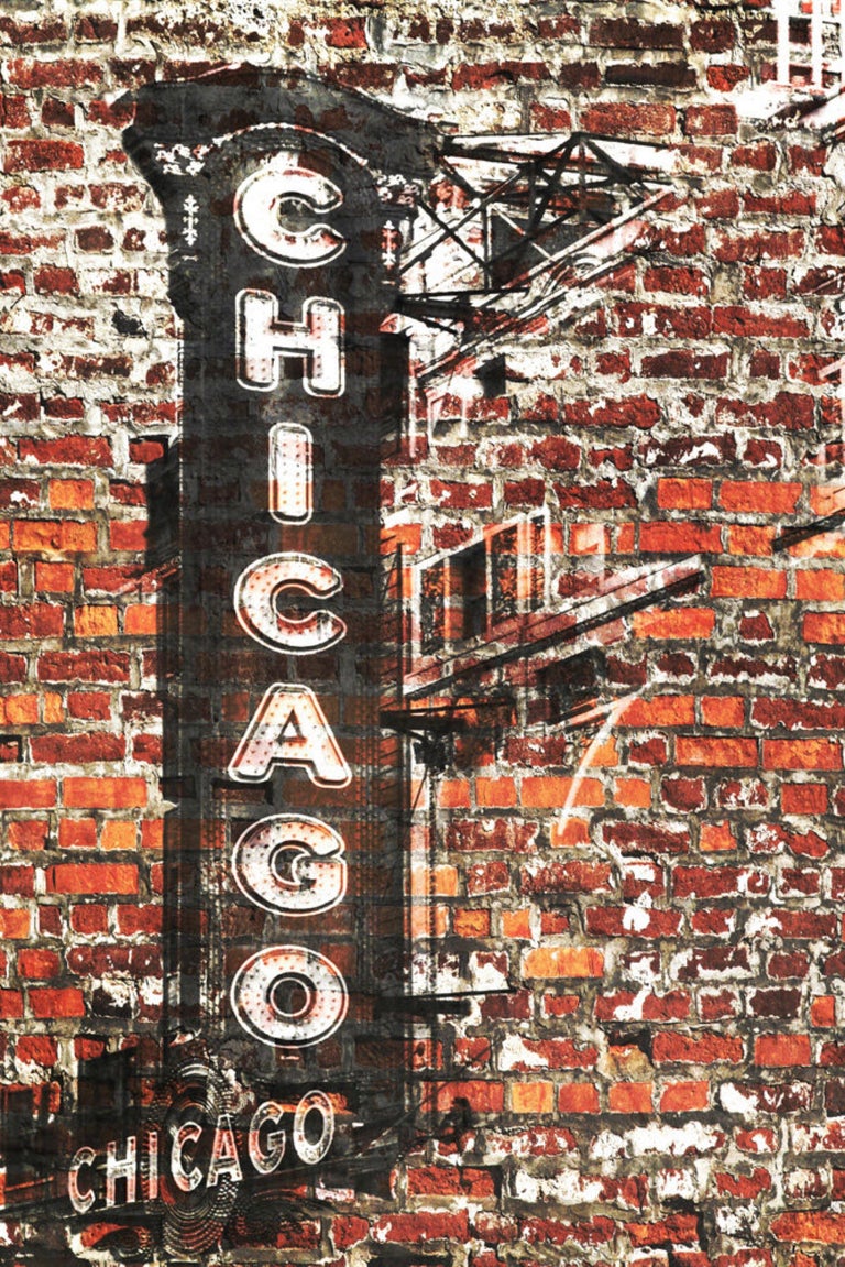 Chicago Cityscape Mixed Media Painting on Canvas 38 x 56