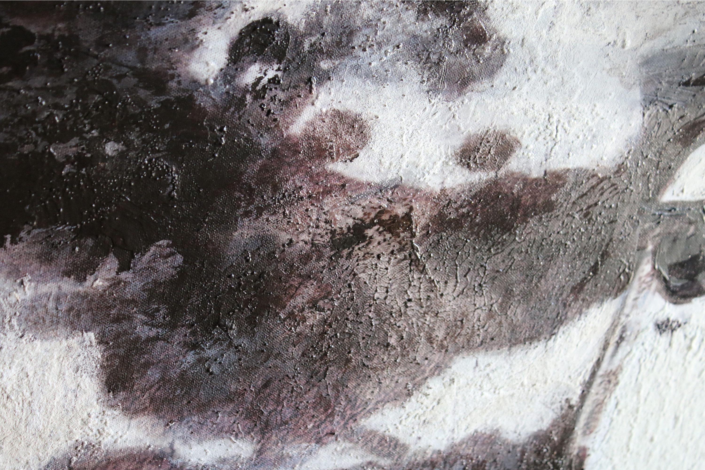 Caballo salvaje corriendo Pintura rústica en técnica mixta Lienzo 38x56