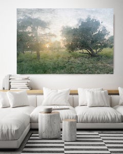 Seascape, Sunrise Through The Trees 2 Painting Hand Embellished Giclee on Canvas