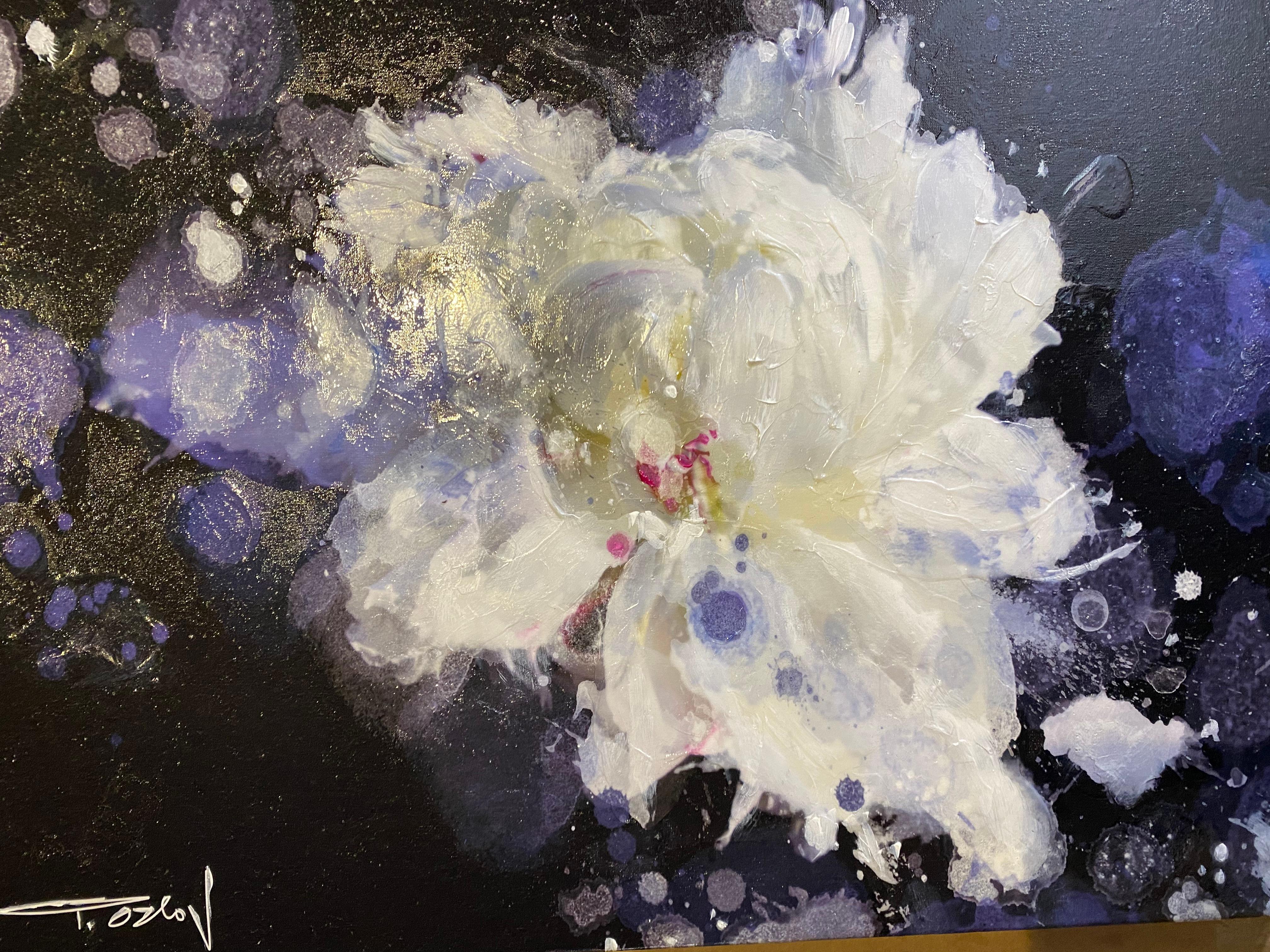 Breathless, Blue Black White Floral Painting Hand Embellished Giclee on Canvas 

State-of-the-art HAND EMBELLISHED ∽ MUSEUM QUALITY ∽ DISPLAY READY Giclee Reproduction
Each limited edition Giclee is hand embellished by the artist, making it one of a