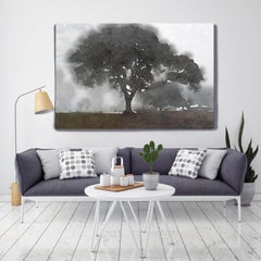Foggy Trees Landscape Painting Hand Embellished Giclee on Canvas