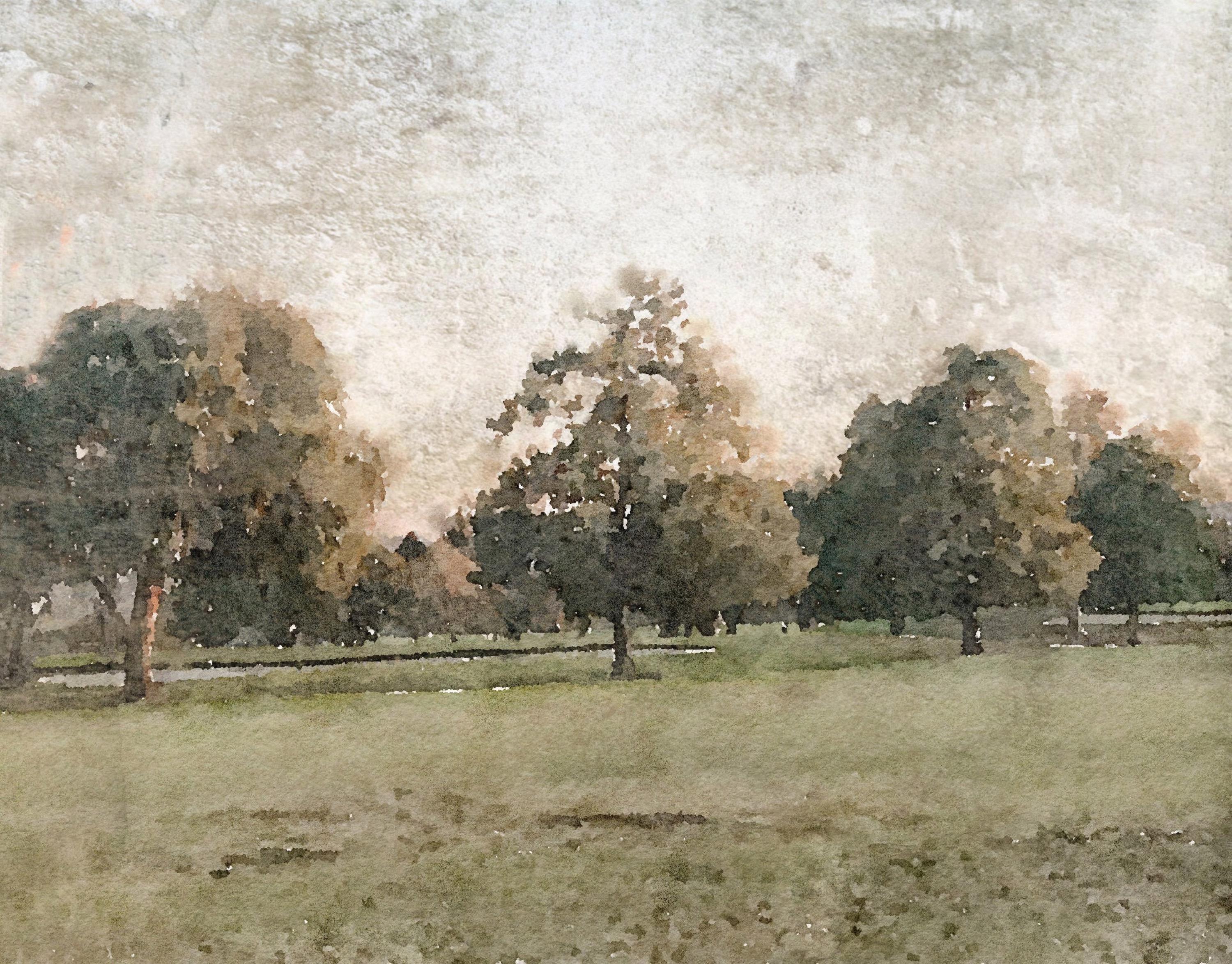 Rural Landscape Painting Hand Embellished Giclee on Canvas November Morning 1