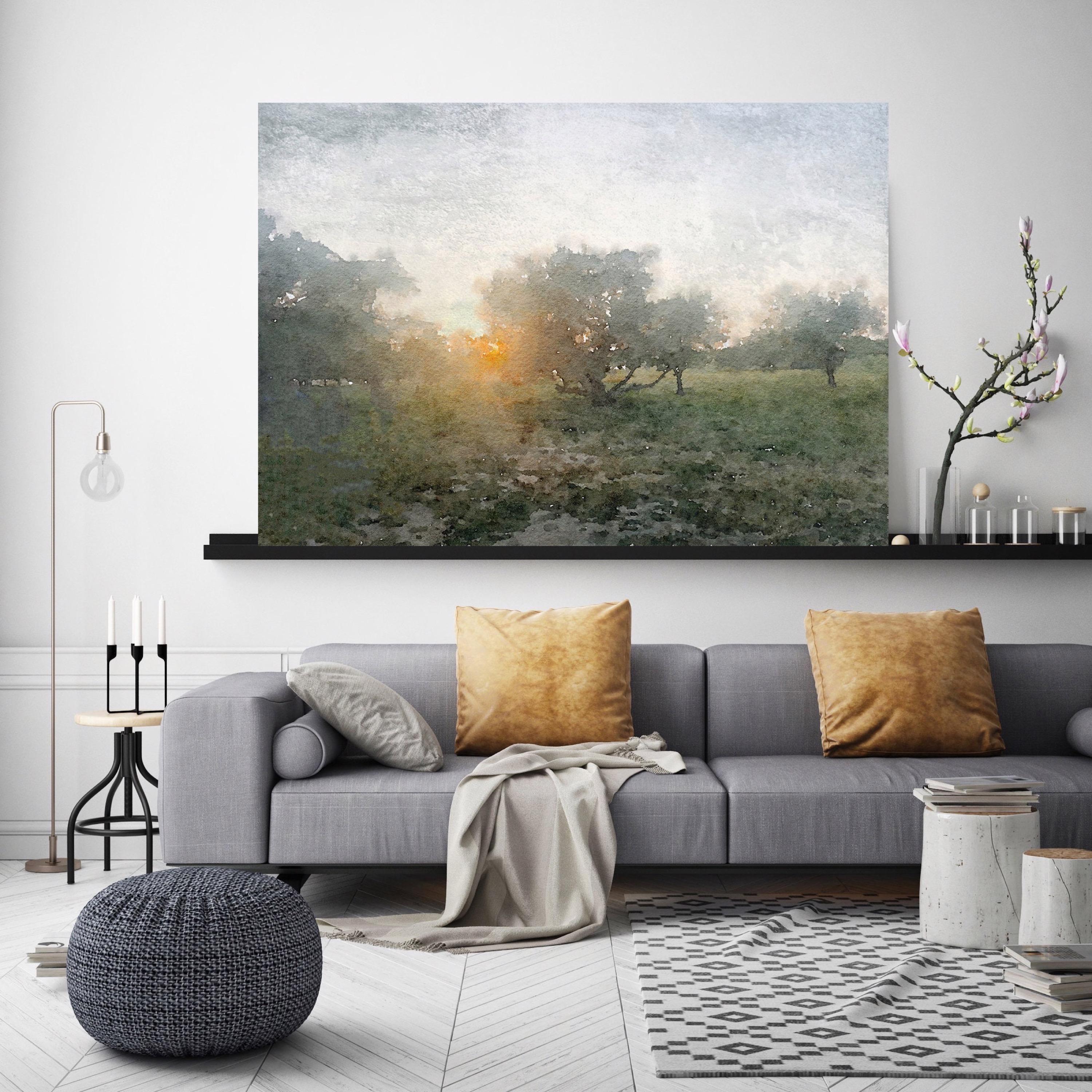 Sunrise Landscape Rustic Painting Hand Embellished Giclee on Canvas - Mixed Media Art by Irena Orlov