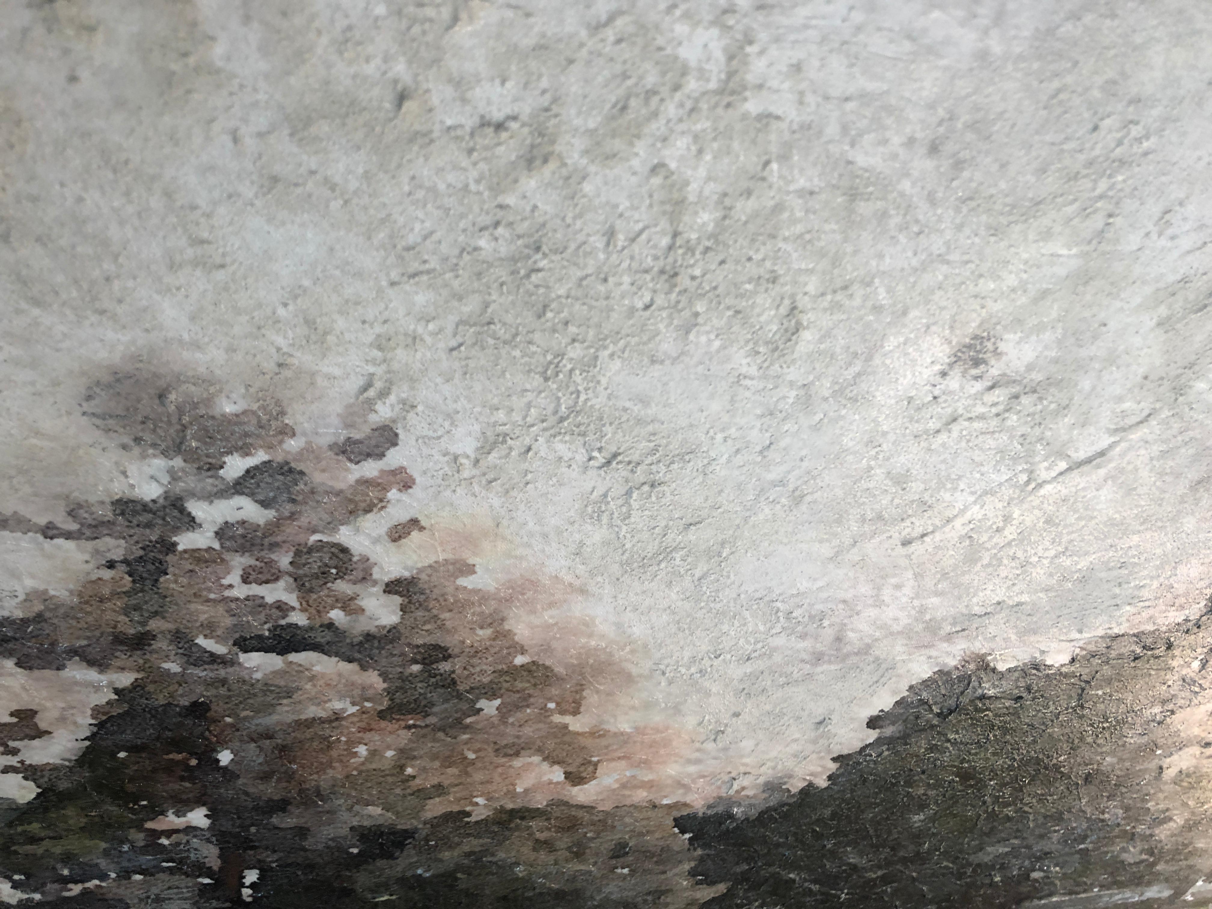 Rural Landscape In The Foggy Rustic Painting Hand Embellished Giclee on Canvas 3