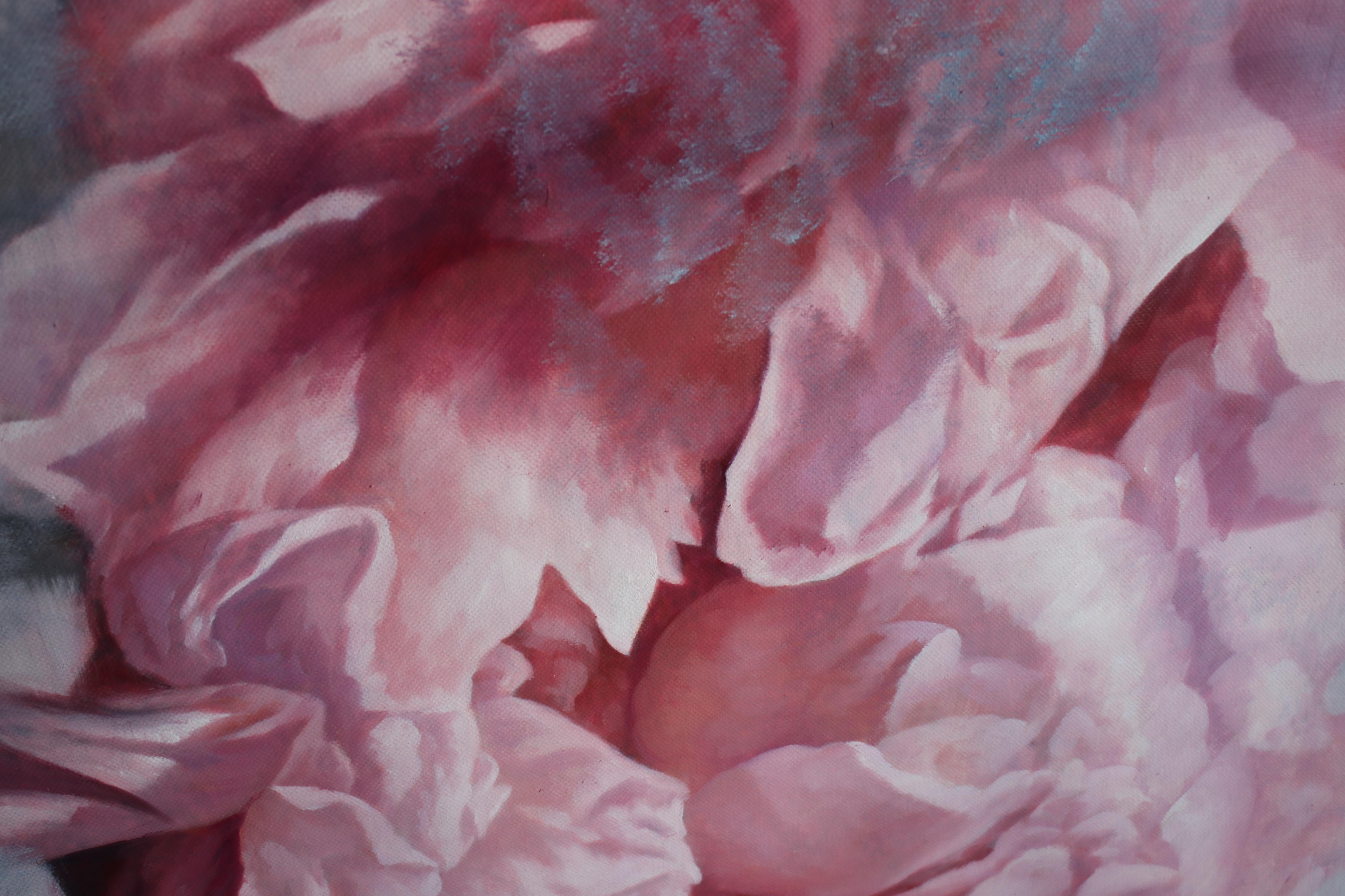 Peony Shabby Pink Floral Art, 36 H X 48