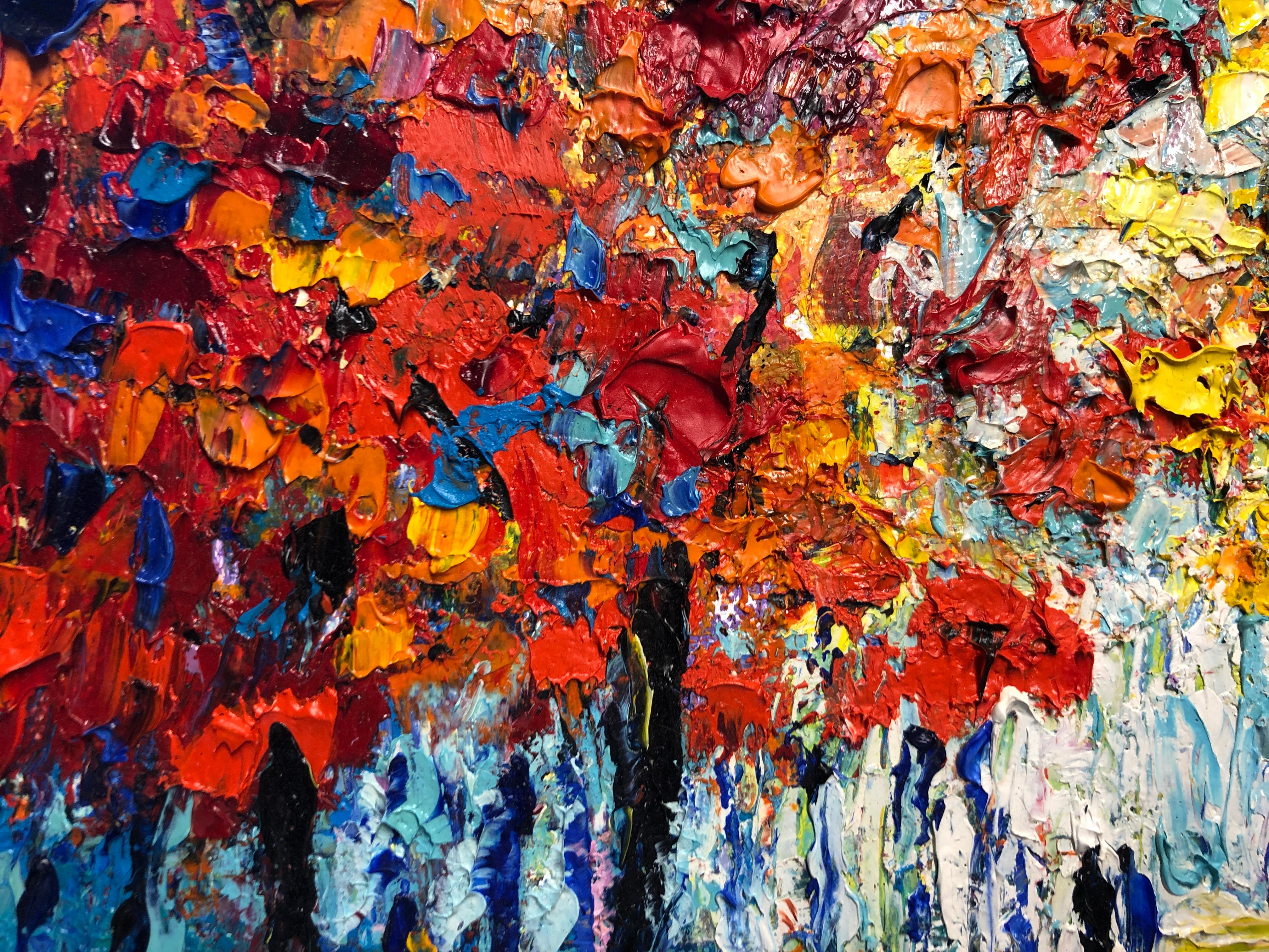 Autumn Landscape Painting Oil on Canvas Palette Knife 14x10