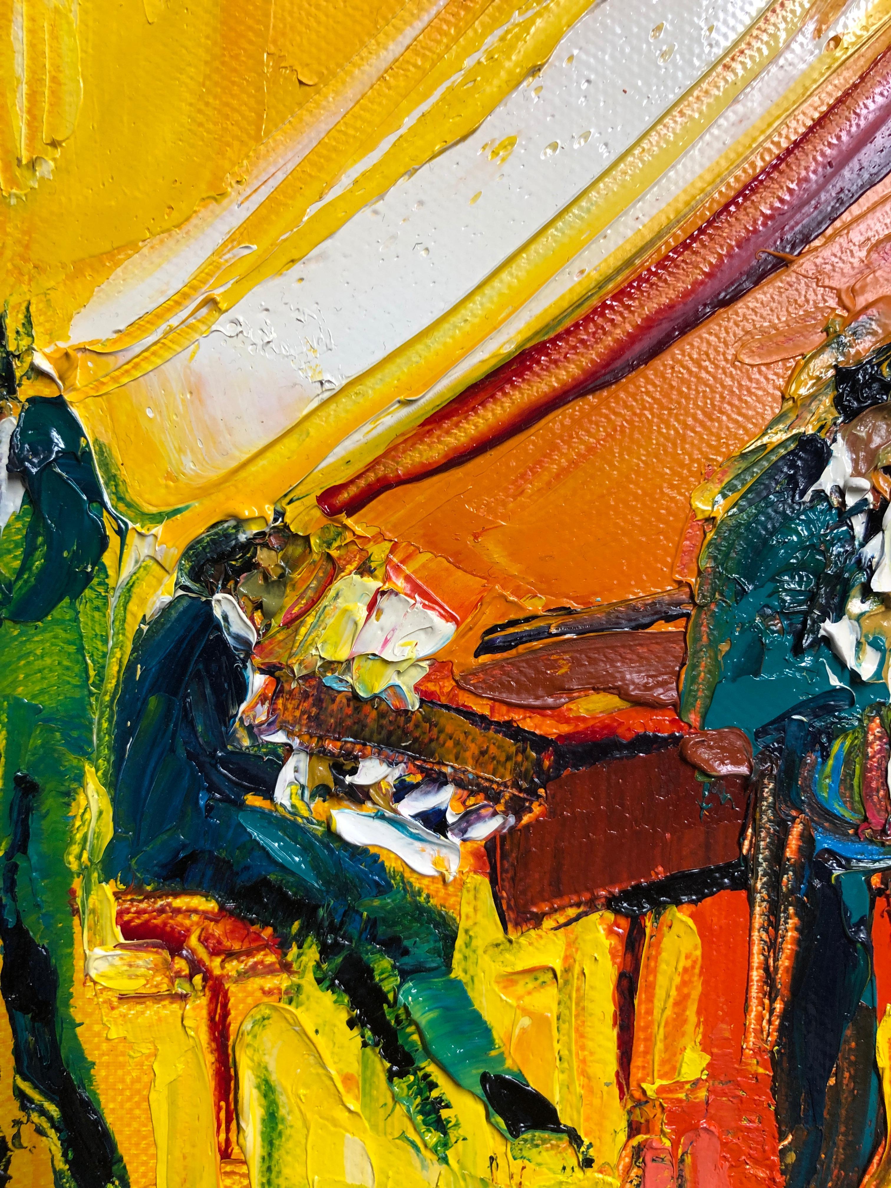 Jazz Painting Oil on Canvas Palette Knife 14 x 10