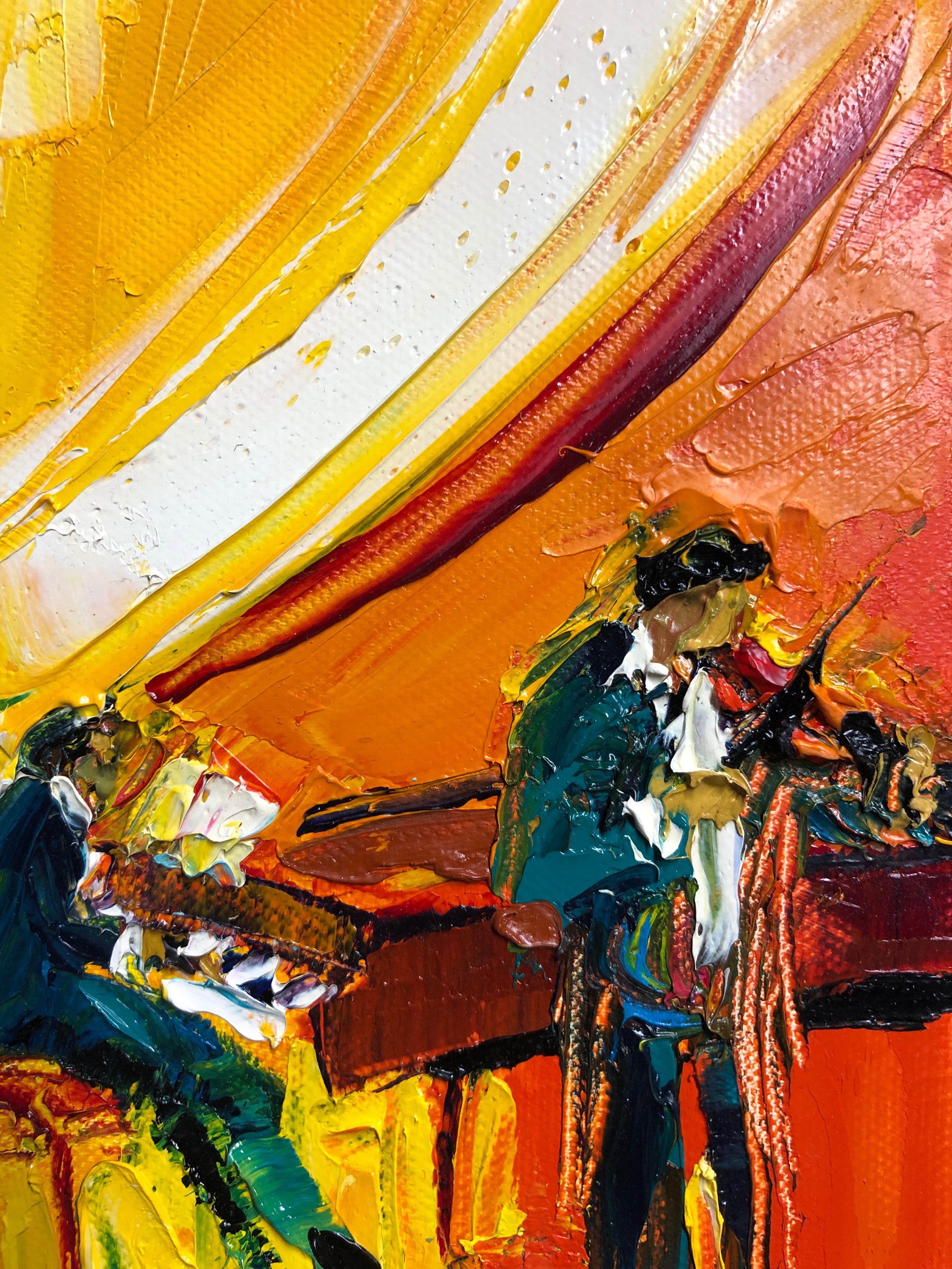 Jazz Painting Oil on Canvas Palette Knife 14 x 10