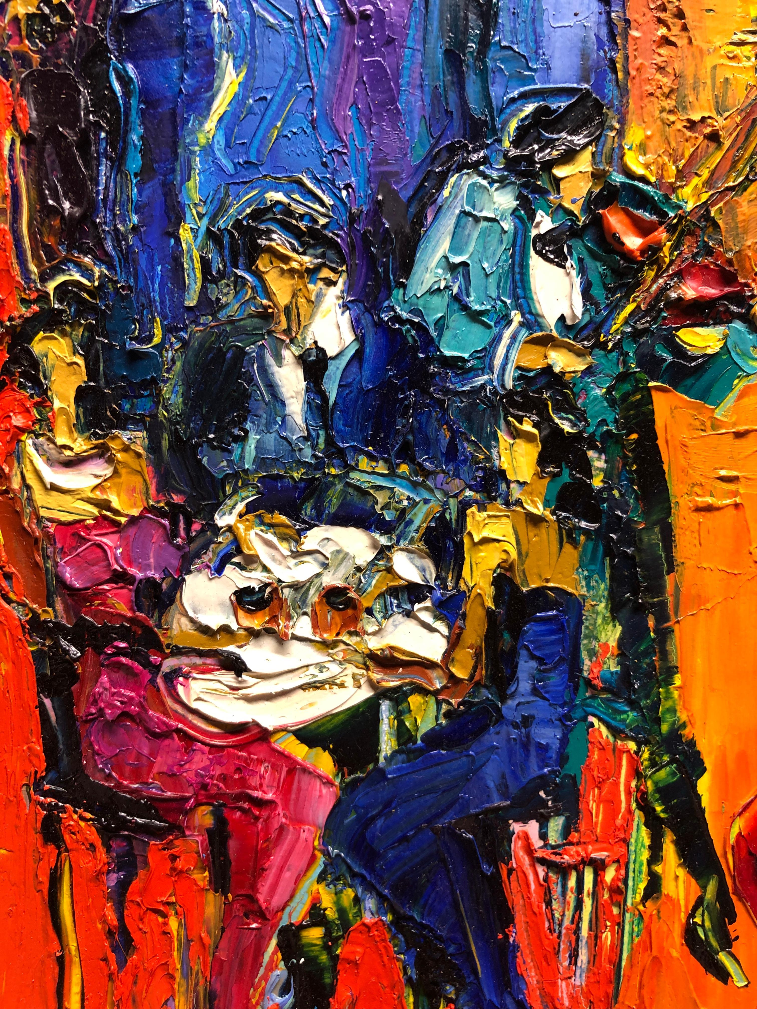 Jazz Cafe Oil Painting Palette Knife 14 x 10