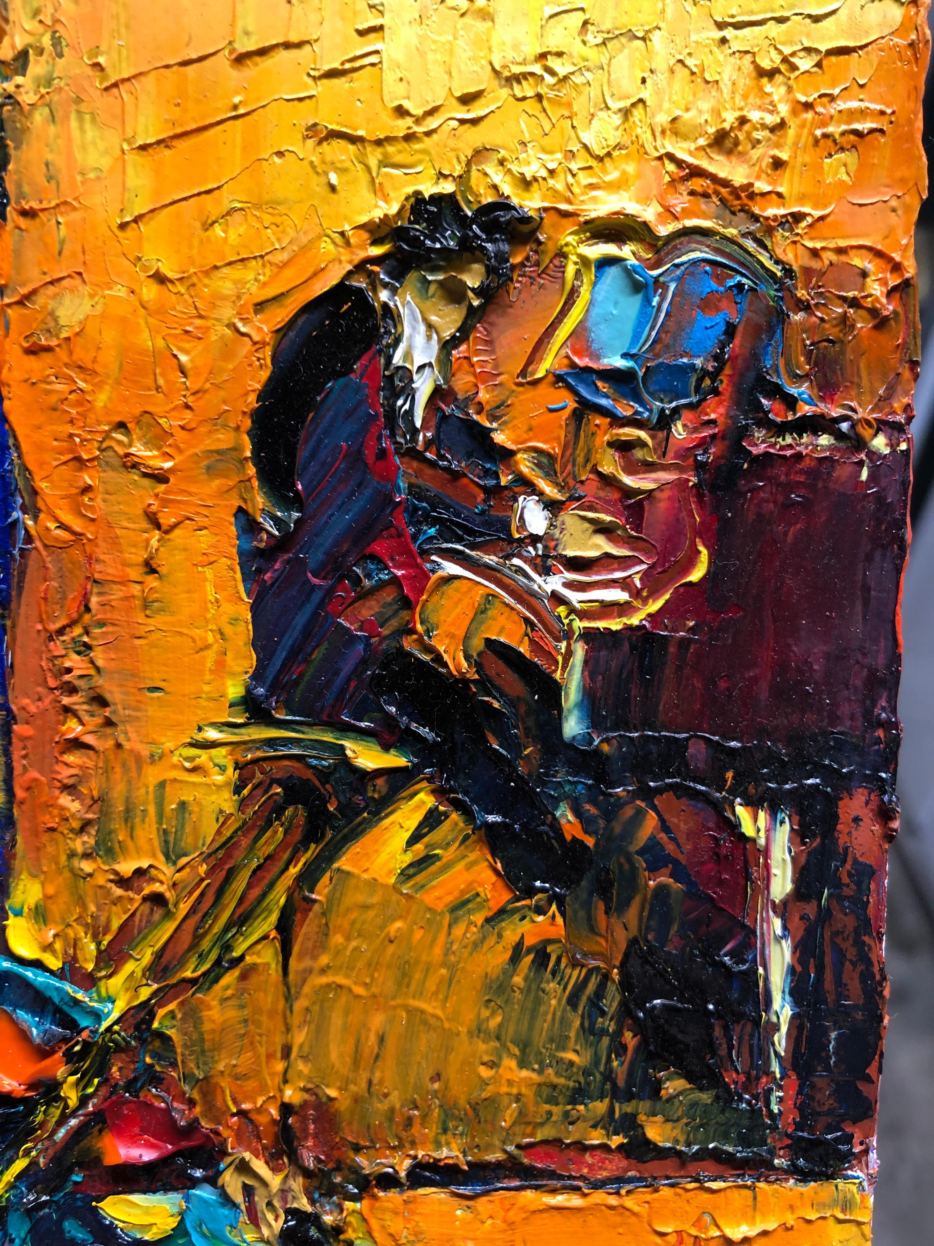 Jazz Cafe Oil Painting Palette Knife 14 x 10