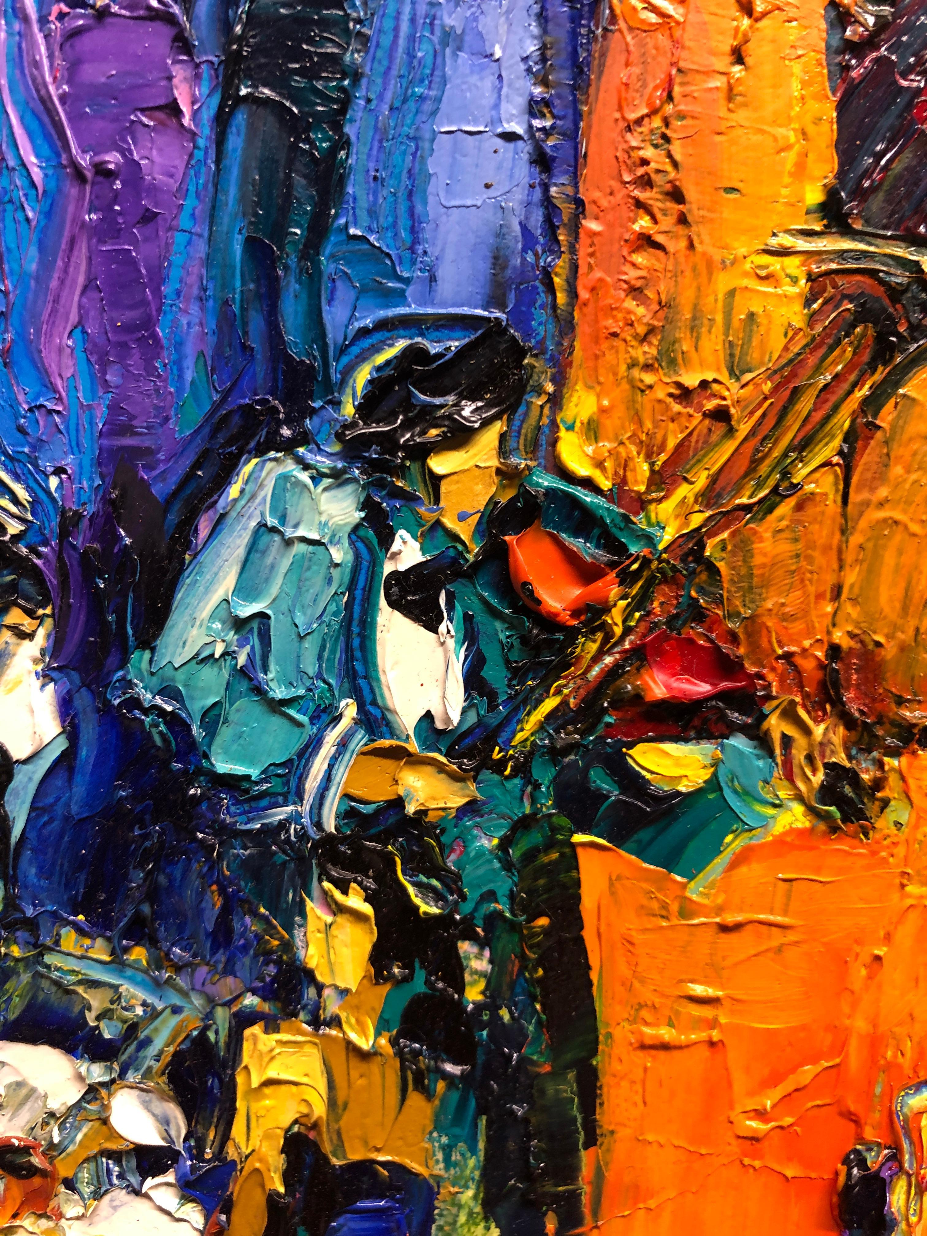 Jazz Cafe Oil Painting Palette Knife 14 x 10
