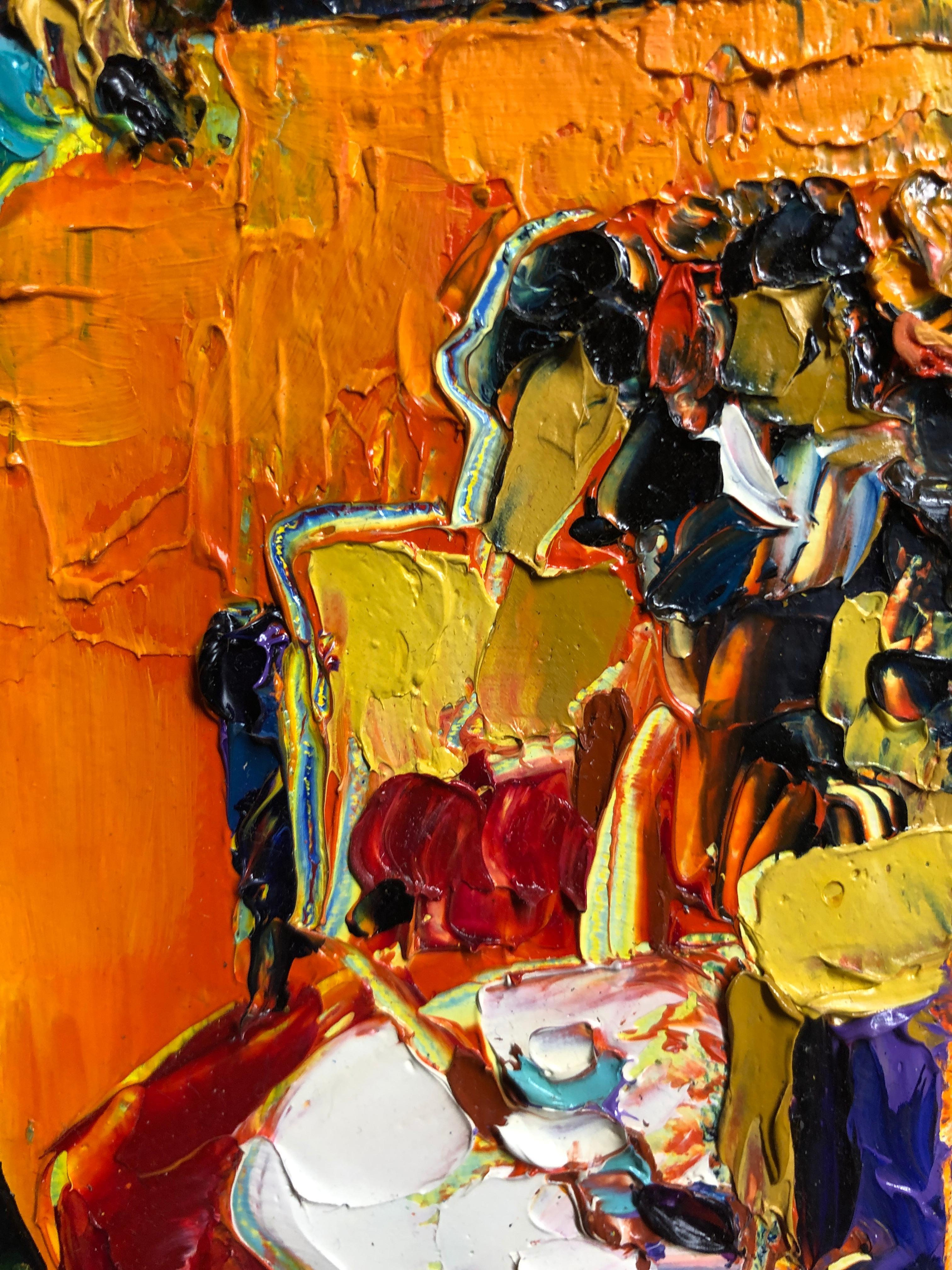 Jazz Cafe Oil Painting Palette Knife 14 x 10