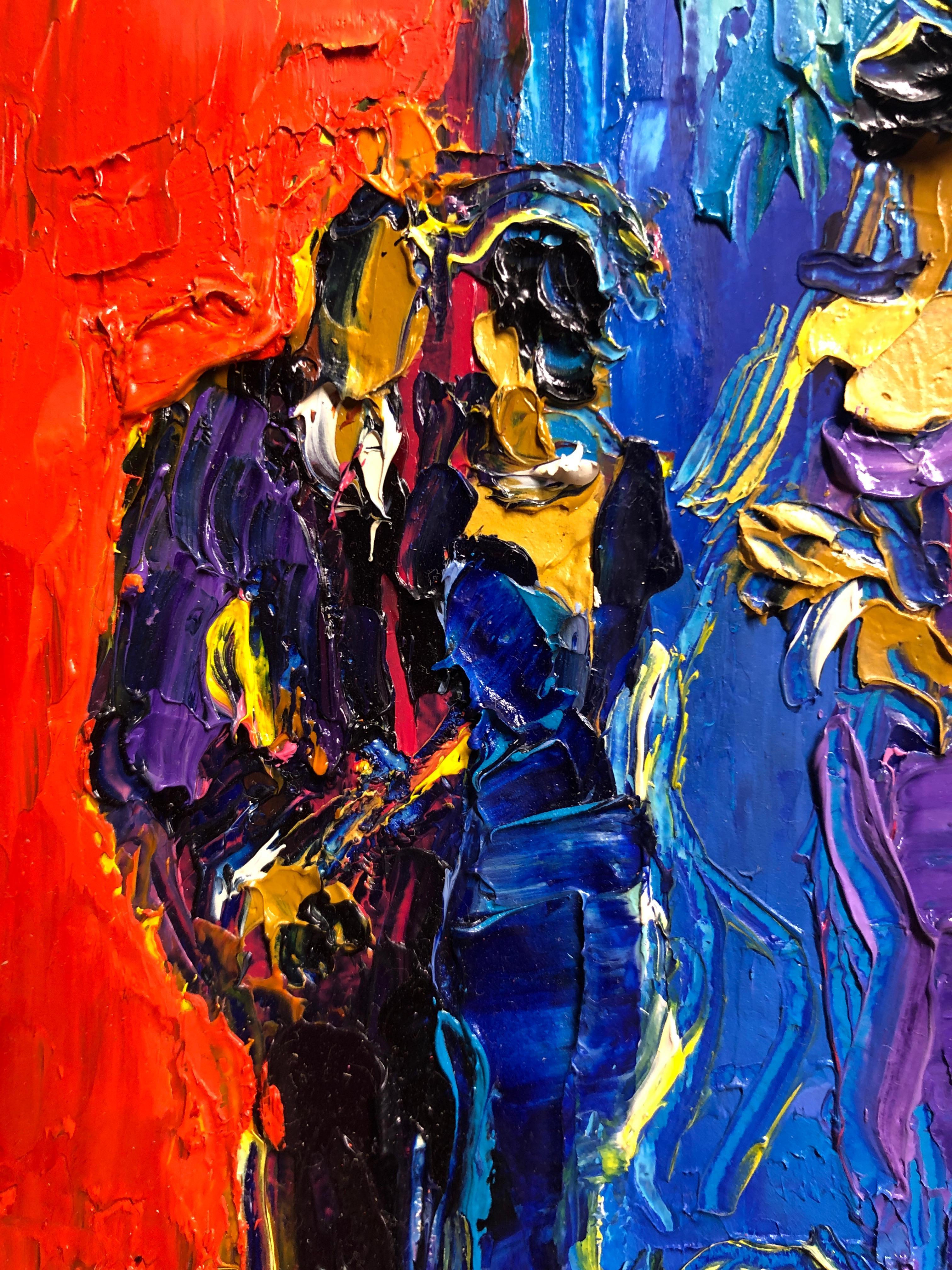 Jazz Cafe Oil Painting Palette Knife 14 x 10