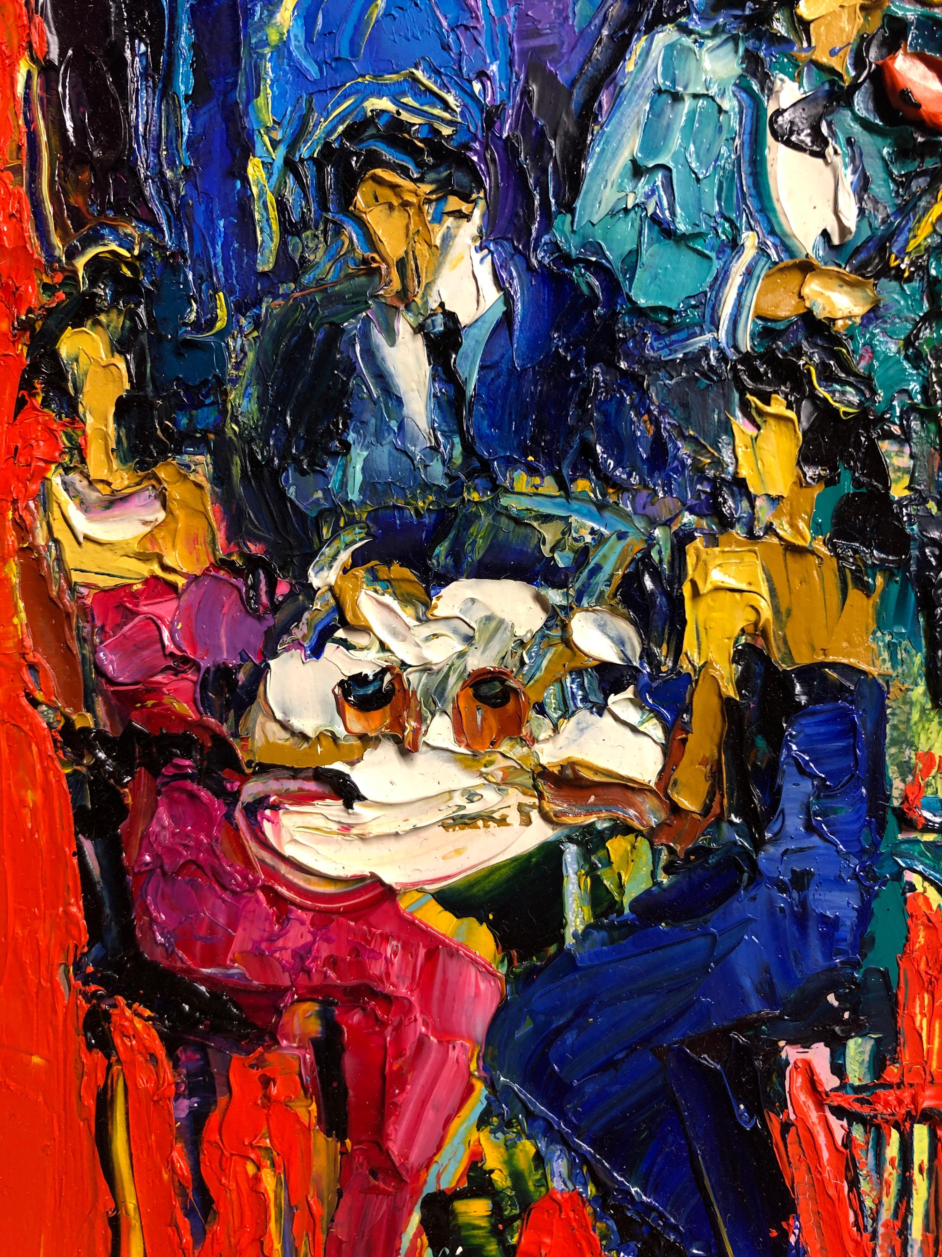 Jazz Cafe Oil Painting Palette Knife 14 x 10