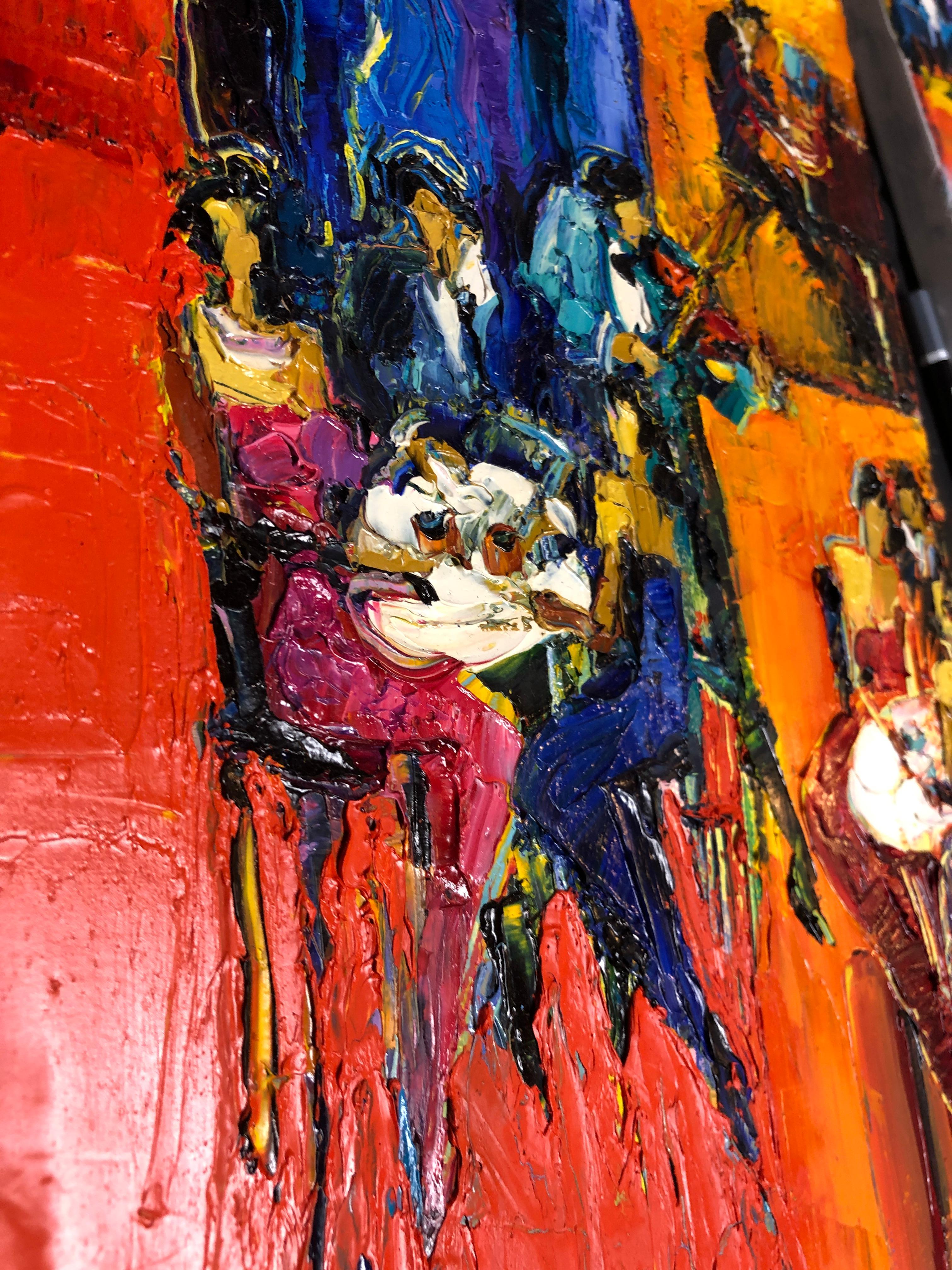 Jazz Cafe Oil Painting Palette Knife 14 x 10