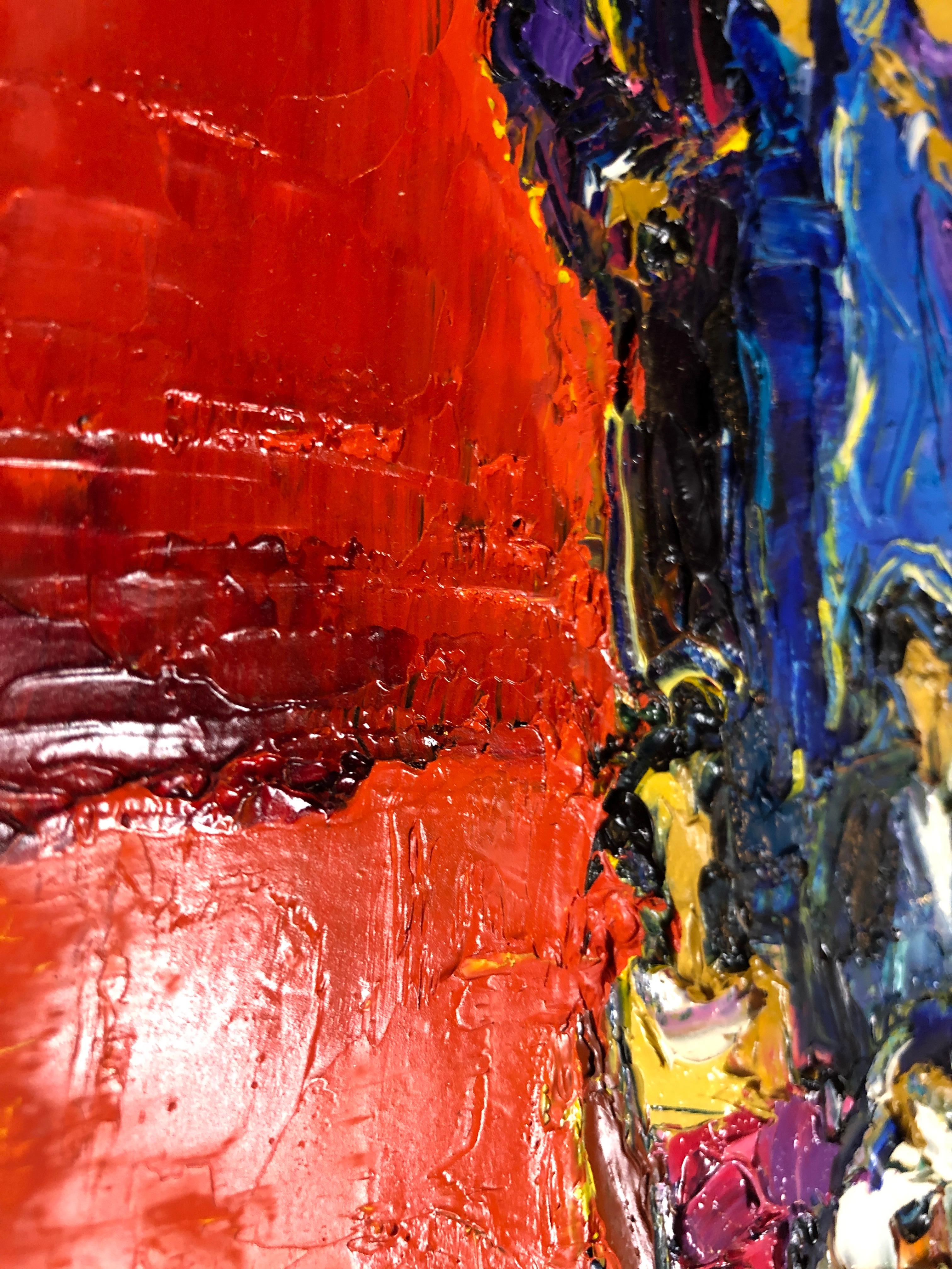 Jazz Cafe Oil Painting Palette Knife 14 x 10