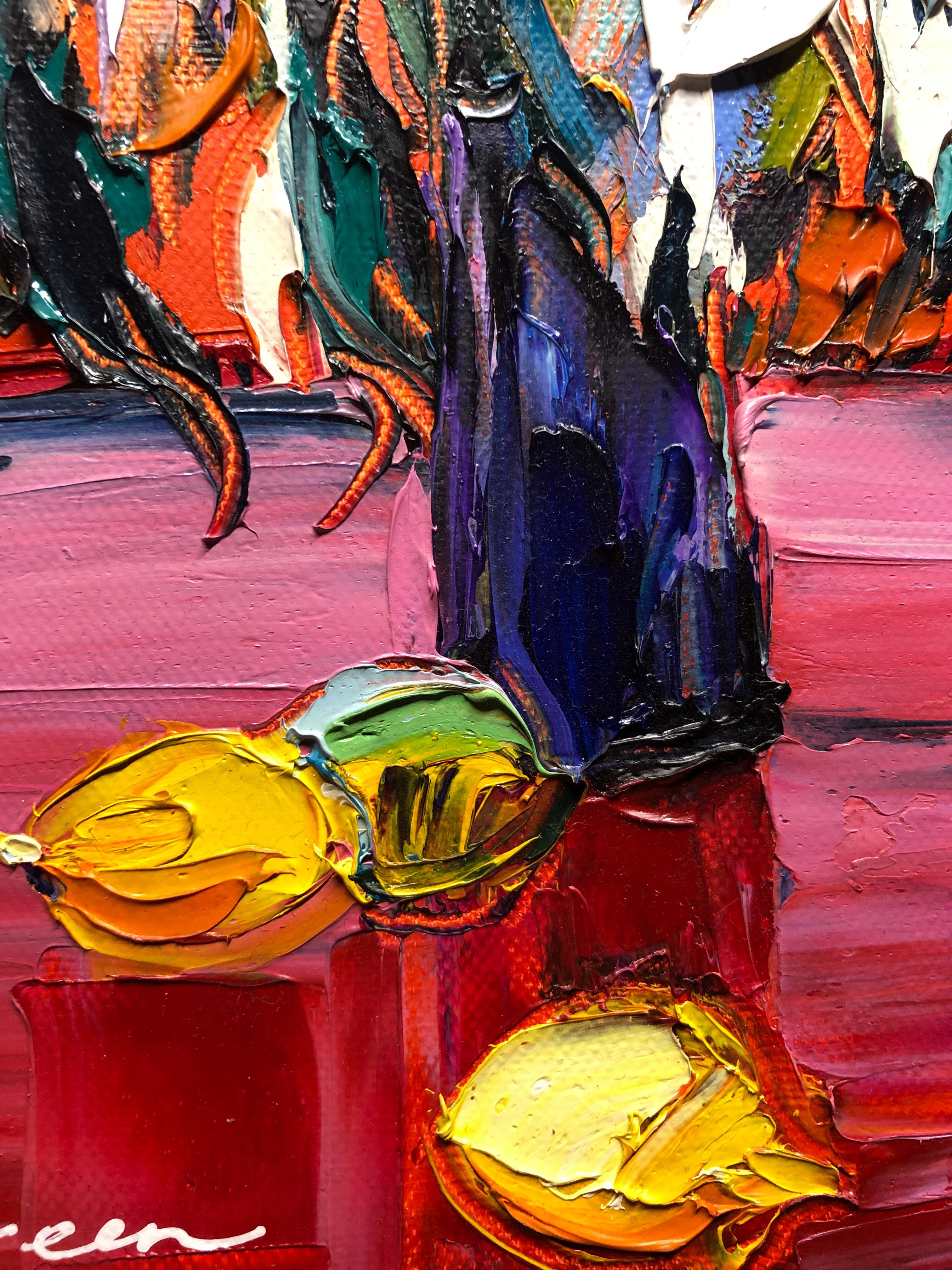 Spring Inspiration Still Life Oil Painting Palette Knife 14 x 10