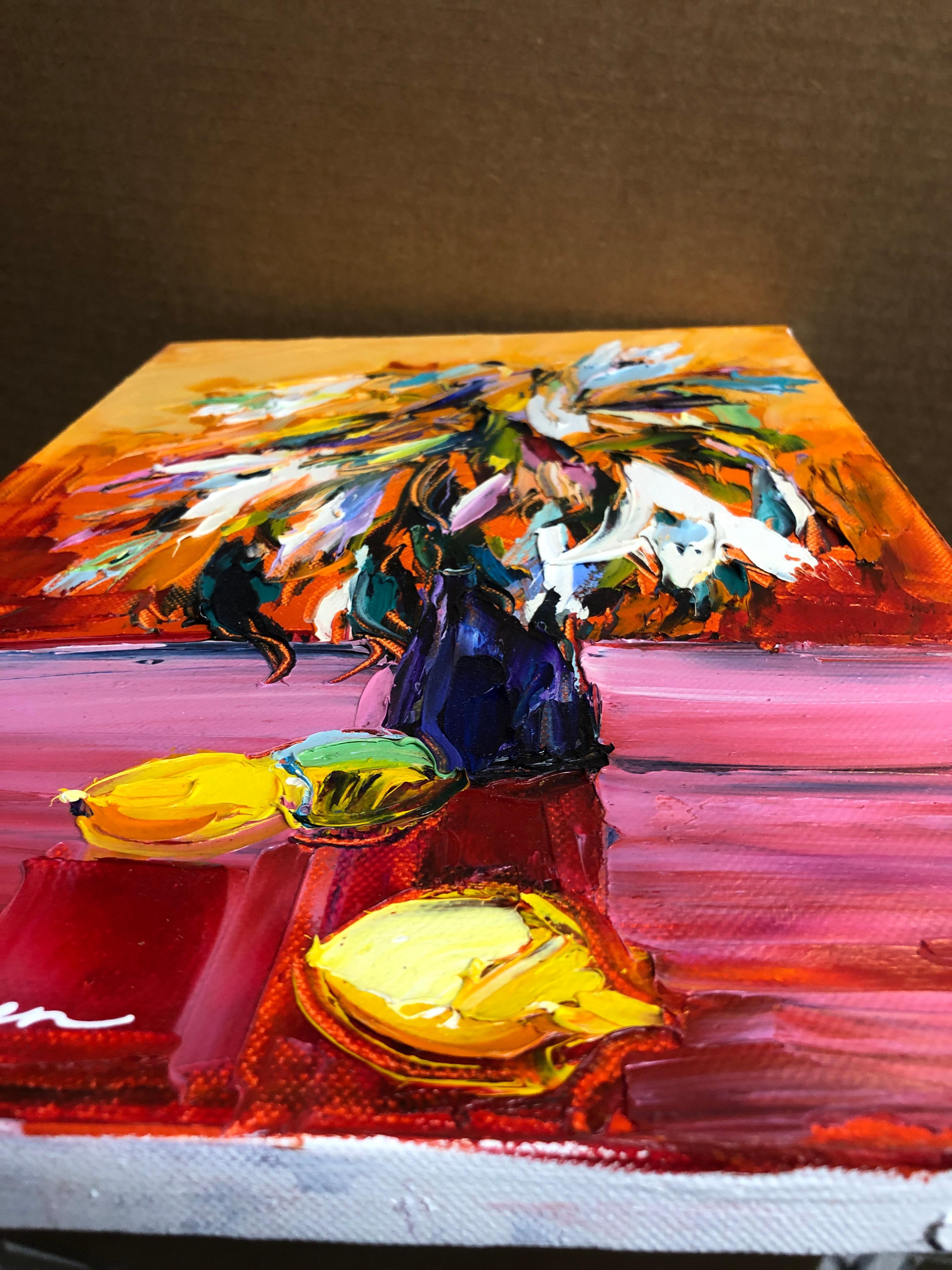 Spring Inspiration Still Life Oil Painting Palette Knife 14 x 10