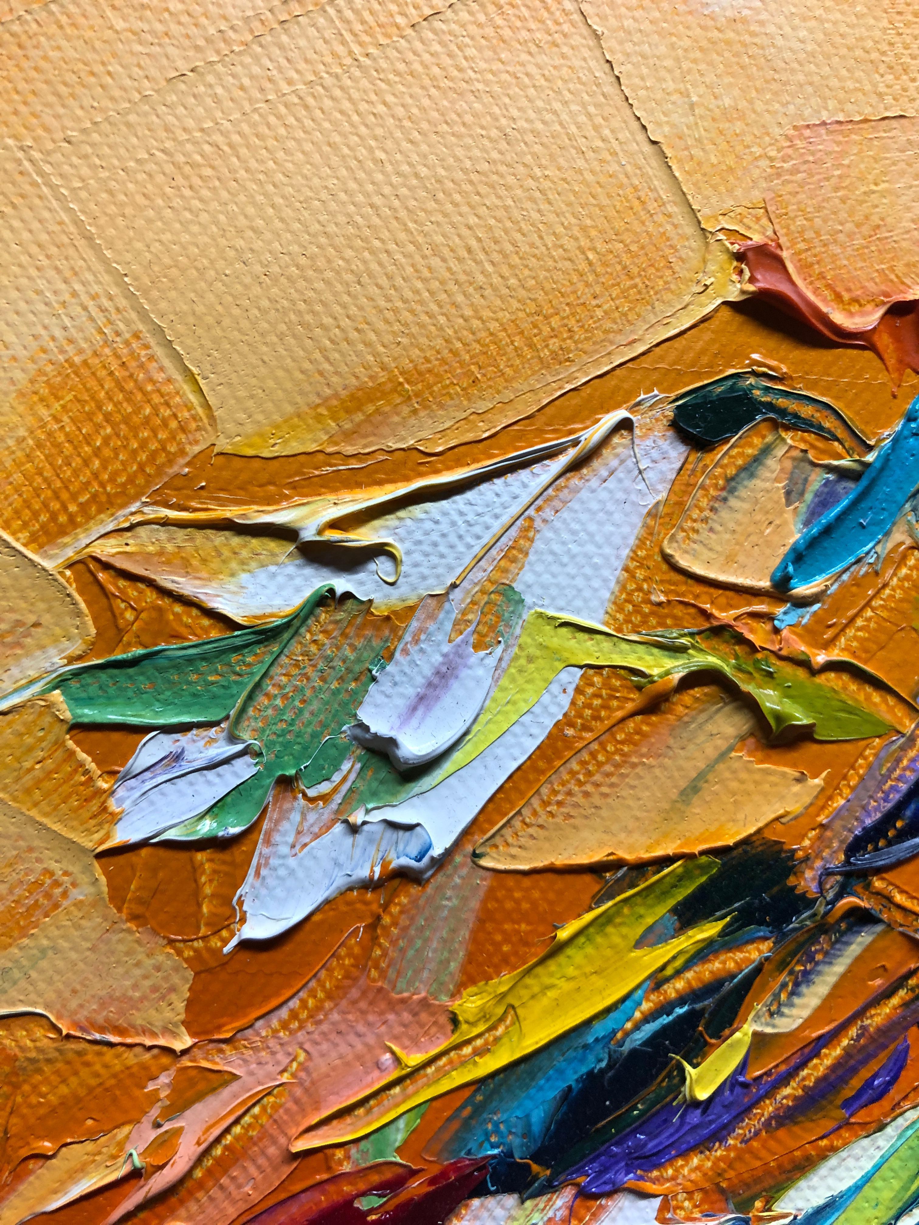 Spring Inspiration Still Life Oil Painting Palette Knife 14 x 10