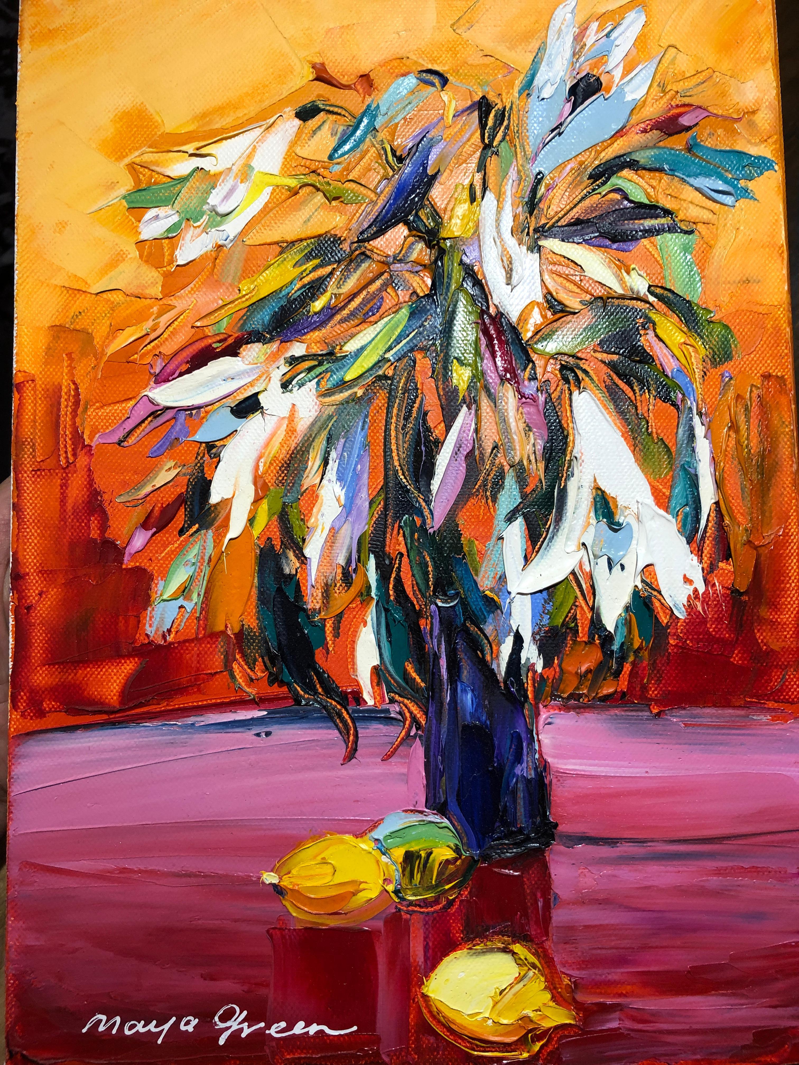 Spring Inspiration Still Life Oil Painting Palette Knife 14 x 10