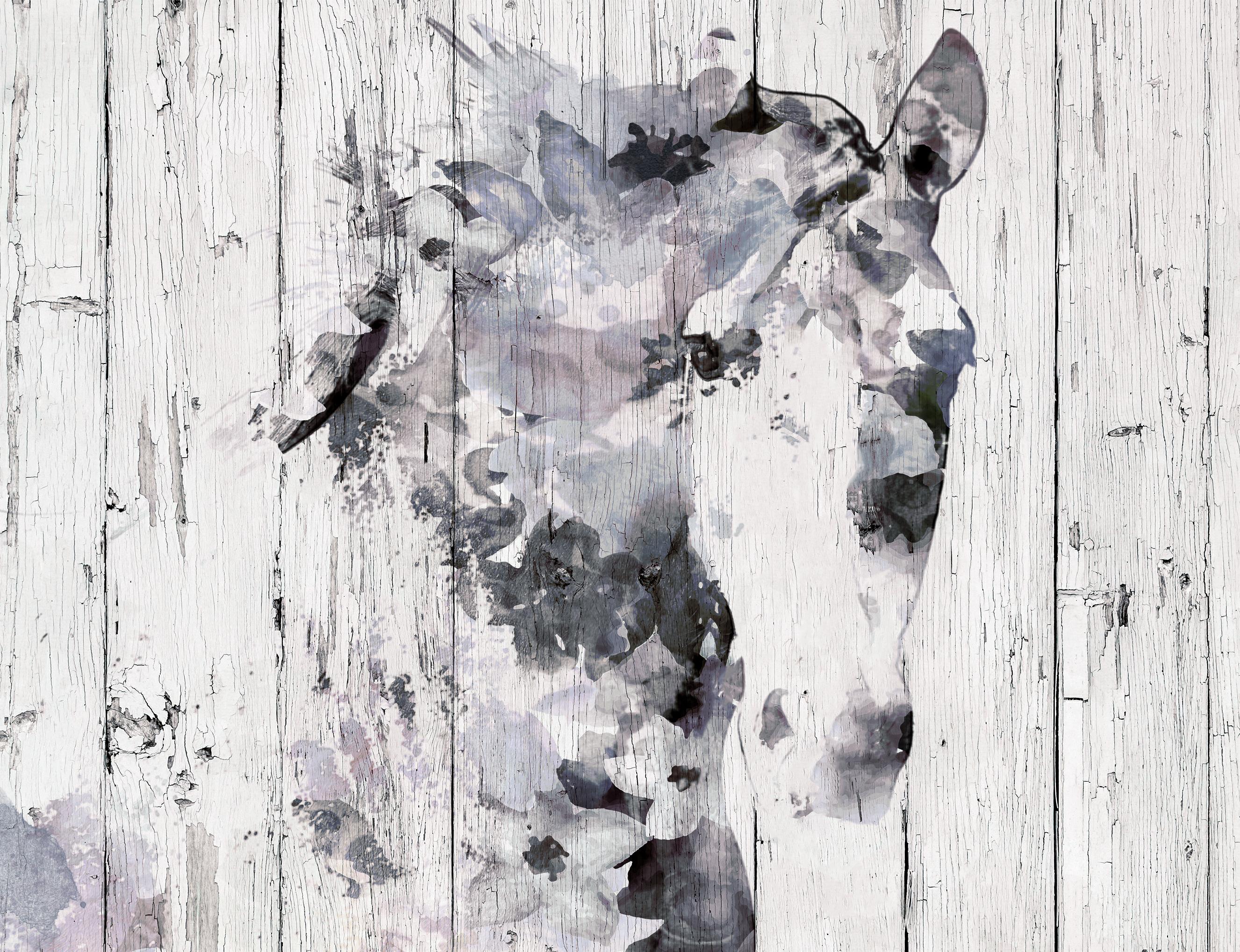 Irena Orlov Animal Painting - Horse Farmhouse Pink Purple White Mixed Media Painting on Canvas 48 x 36"