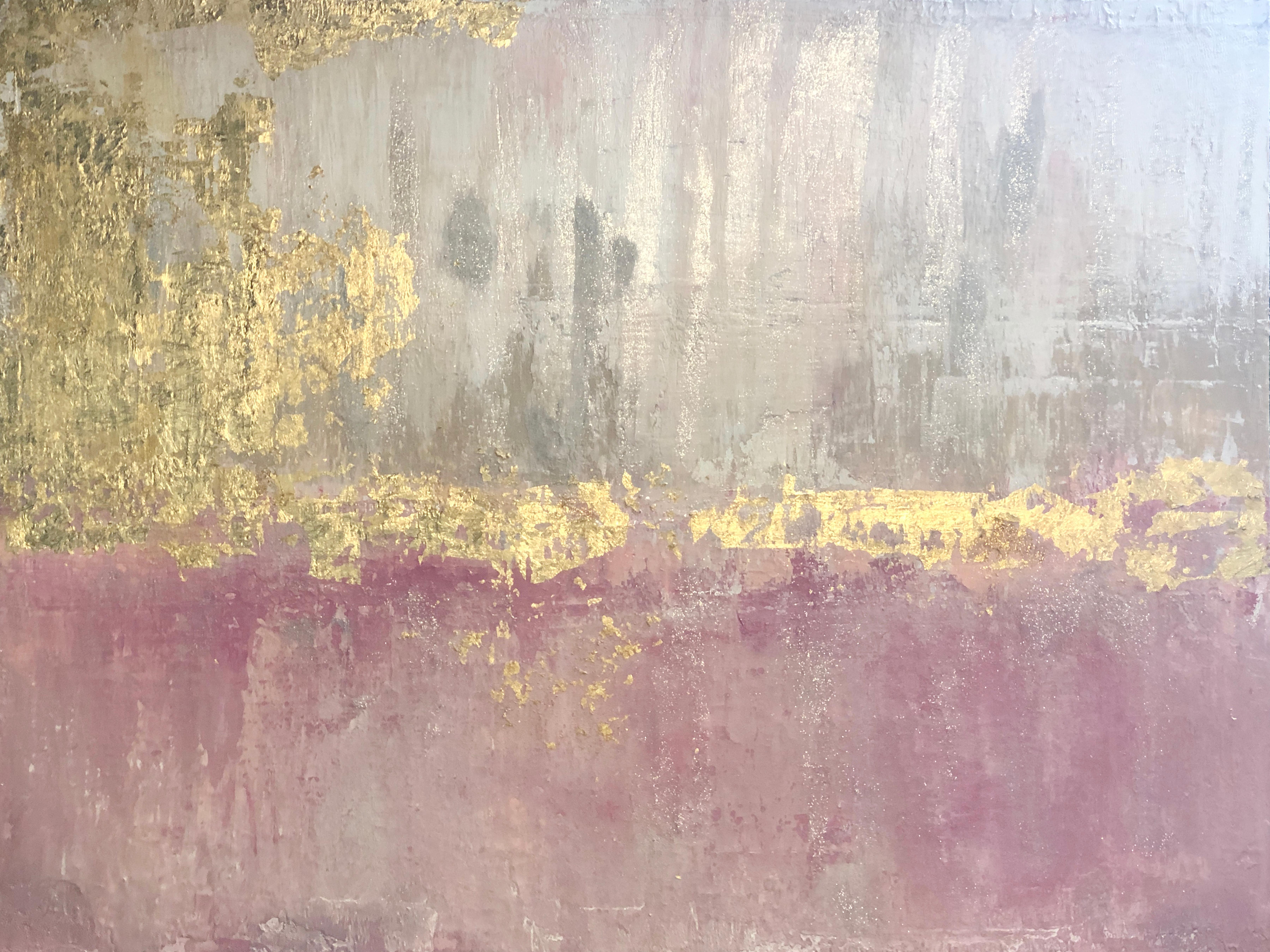 pink and gold abstract painting