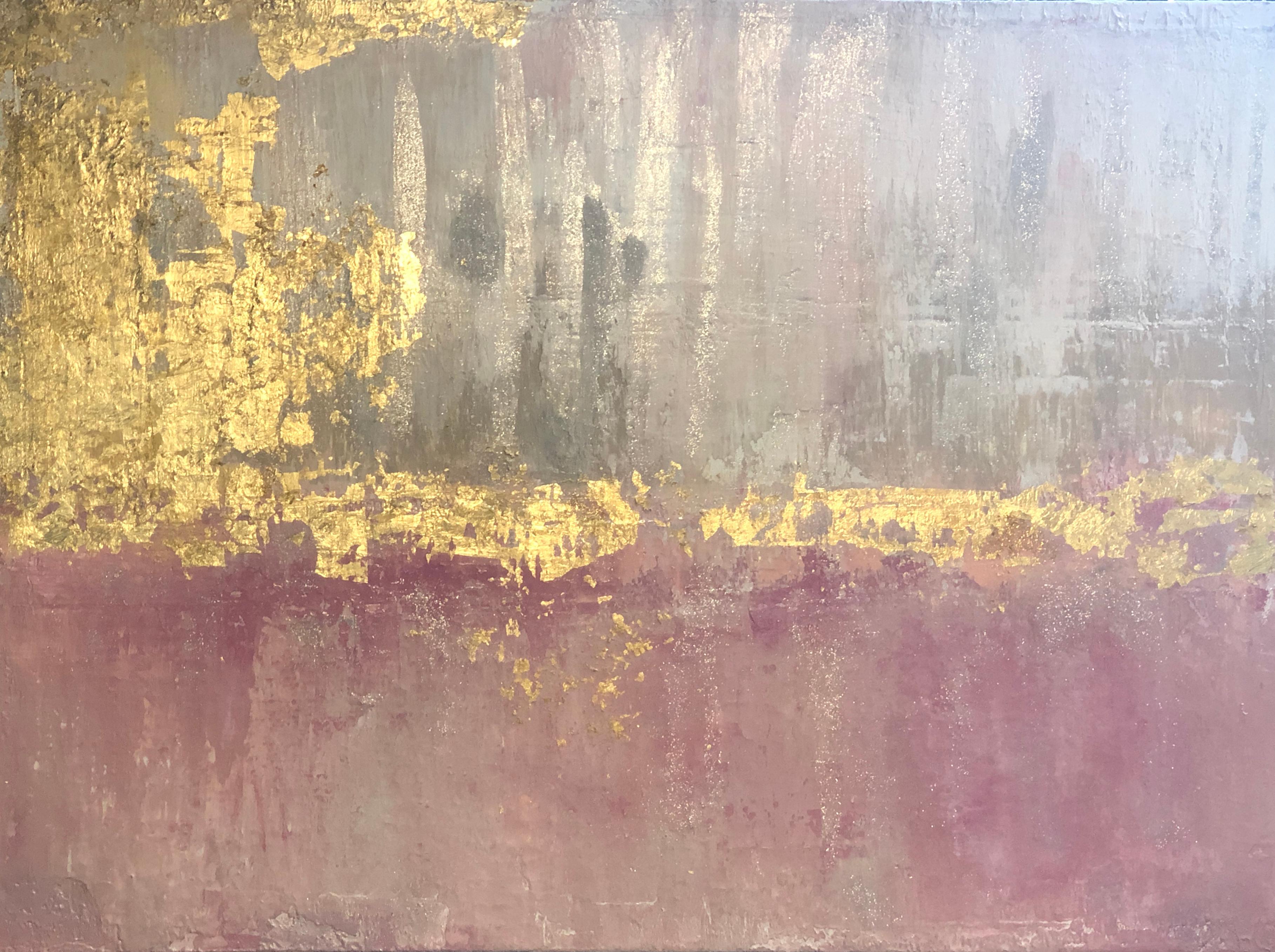 pink and silver abstract art