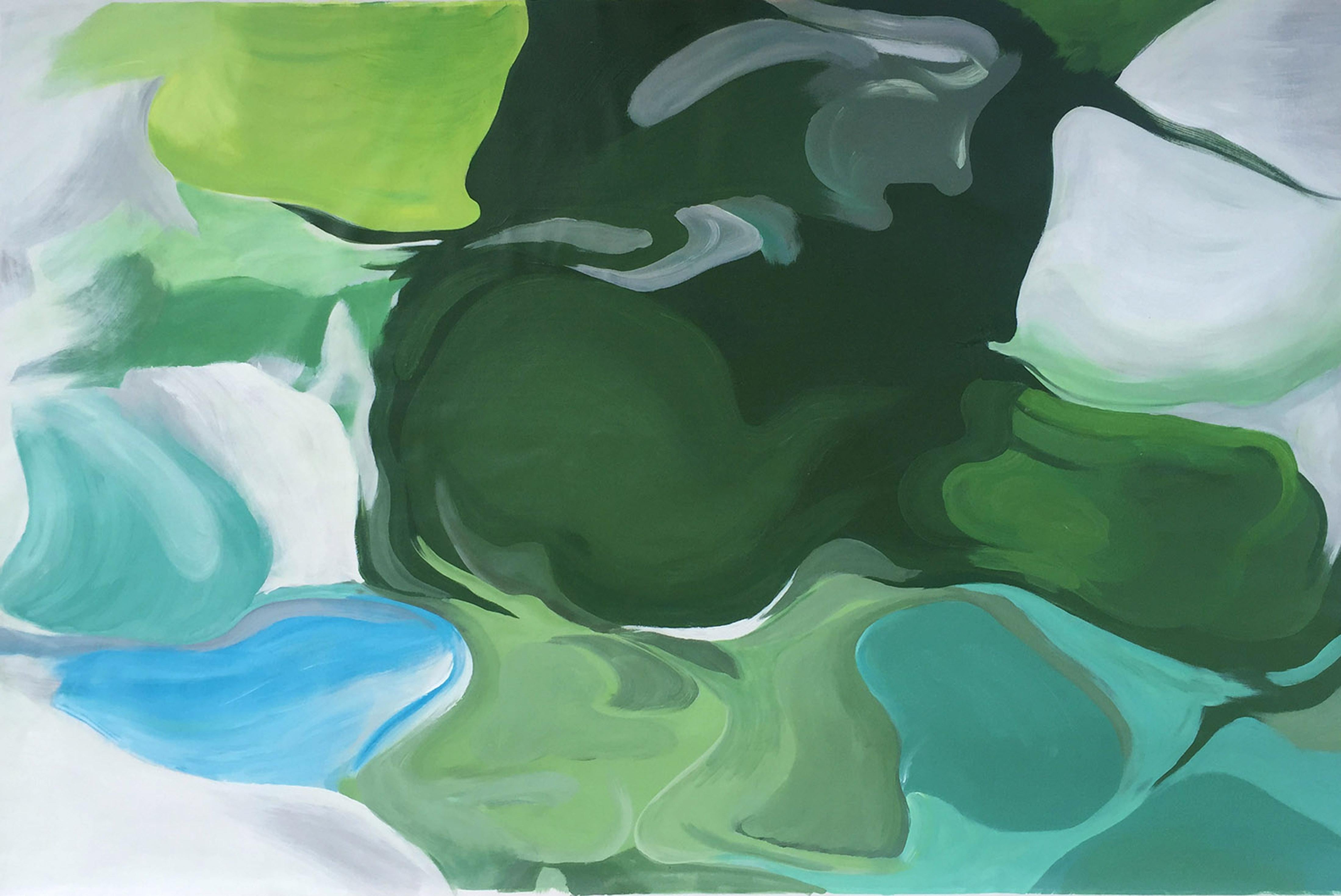 Green Blue Abstract Oil Painting 48 H X 72 W", Ode To Spring, Irena Orlov