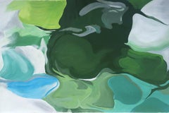 Peinture à l'huile abstraite bleue verte 48 po. (H) x 72 po. (L)", Ode To Spring, Irena Orlov