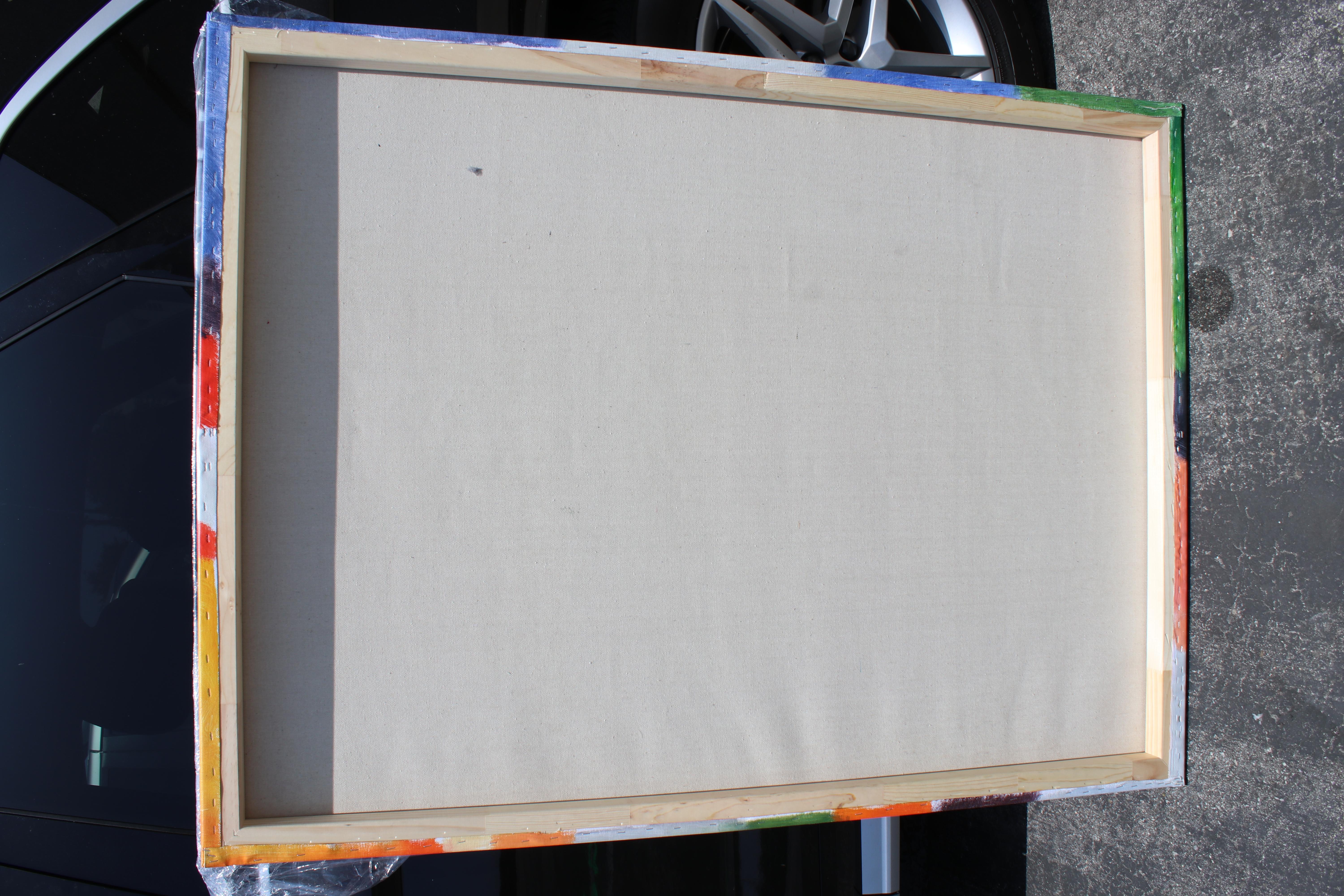 Pittura ad olio astratta verde-blu 48 H. X 72 W
