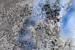 Blue Black Coastal Watercolor Abstract Hand Textured Giclee on Canvas, 40 x 60"