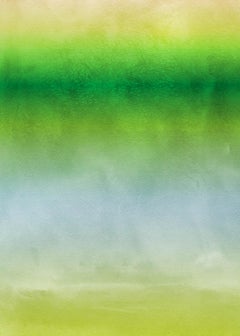 Green Ombre Painting Hand Textured Giclee on Canvas 40W x 60H" Sun and Sea 