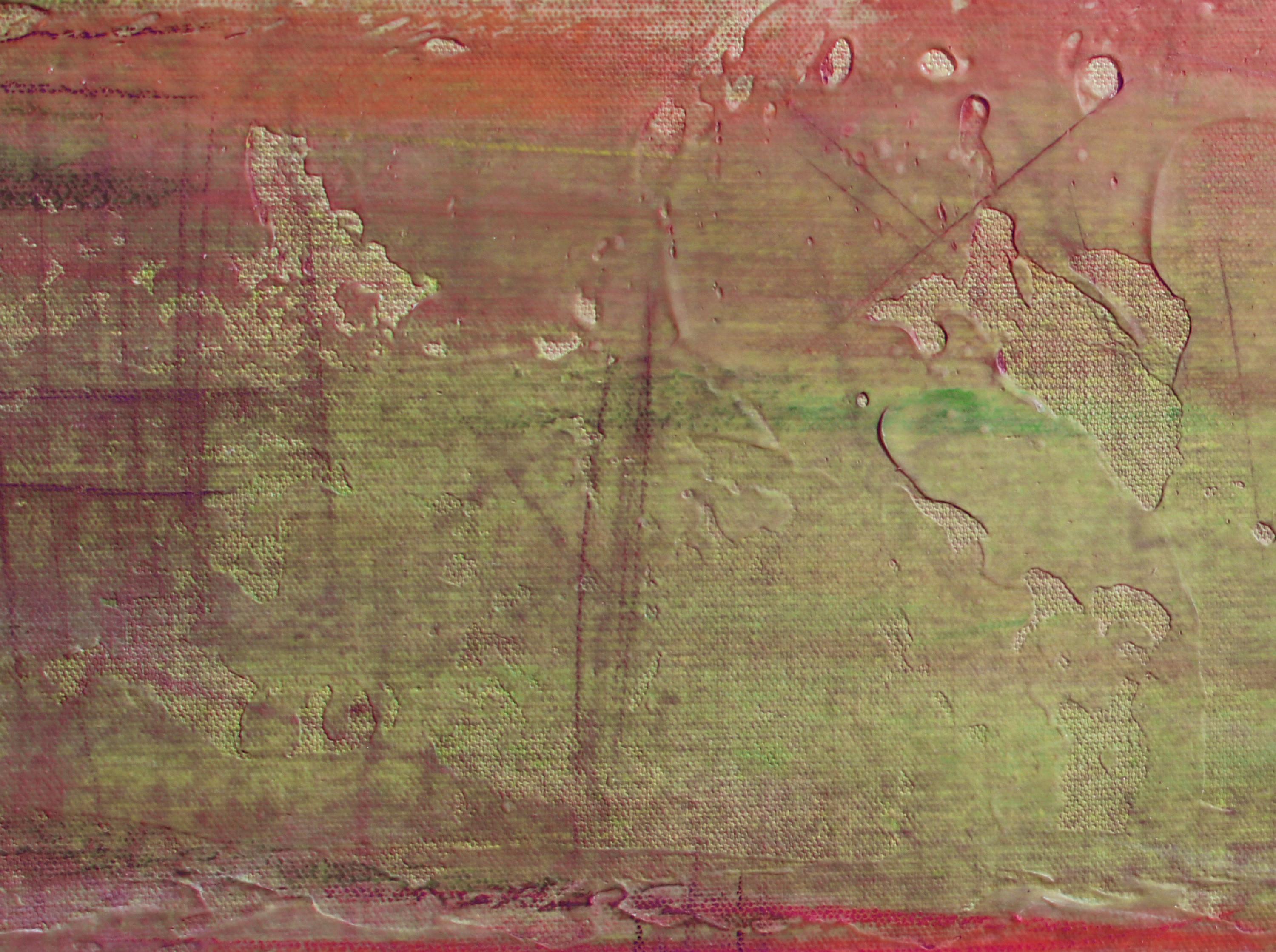 Green Red Painting Hand Textured Giclee on Canvas 40W x 60H