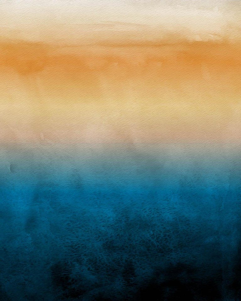 Irena Orlov Blue Yellow Ombre Abstract Painting Hand Textured