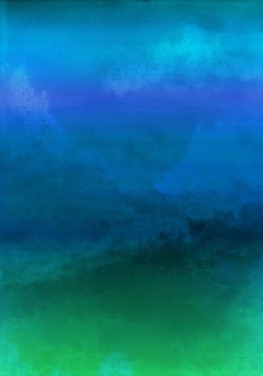 Blue Green Painting Hand Textured Giclee on Canvas 40Wx60H" Inspired by Rothko