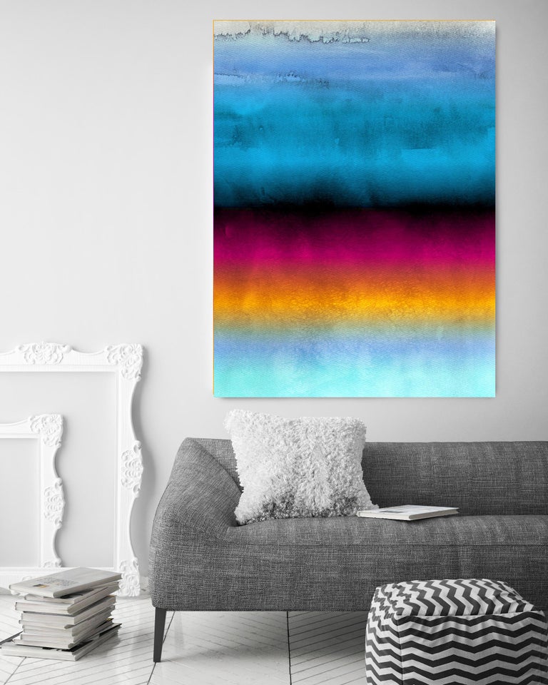 Irena Orlov Blue Pink Ombre Painting Hand Textured Giclee on Canvas