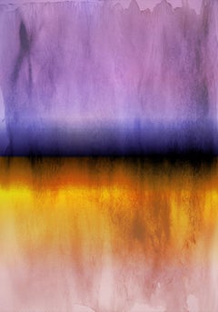 Yellow Pink Purple Blue Ombre Painting Hand Textured Giclee on Canvas 40Wx 60H" 