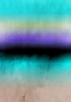 Aqua Purple Black Ombre Painting Hand Textured Giclee on Canvas 40Wx 60H" 