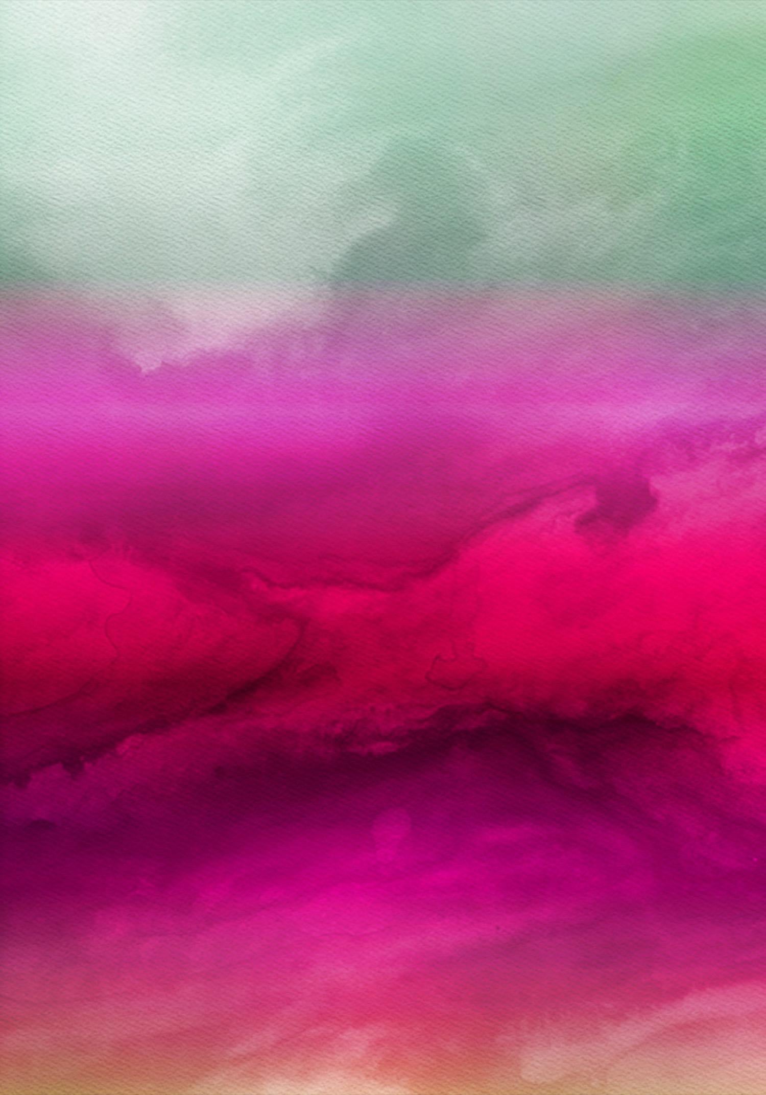 Irena Orlov Abstract Painting - Hot Pink Red Ombre Painting Hand Textured Giclee on Canvas 40W x 60H" 